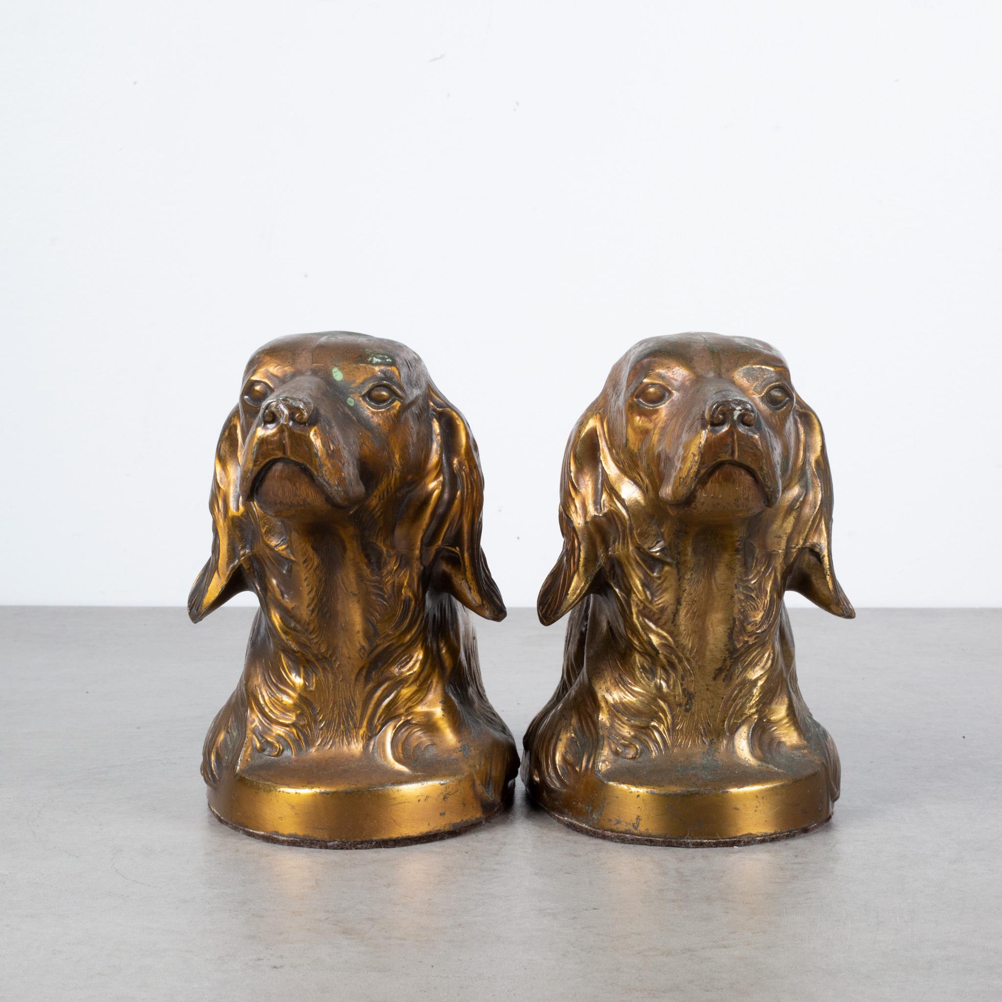 Industrial Bronze Plated Irish Setter Bookends, circa 1940 For Sale