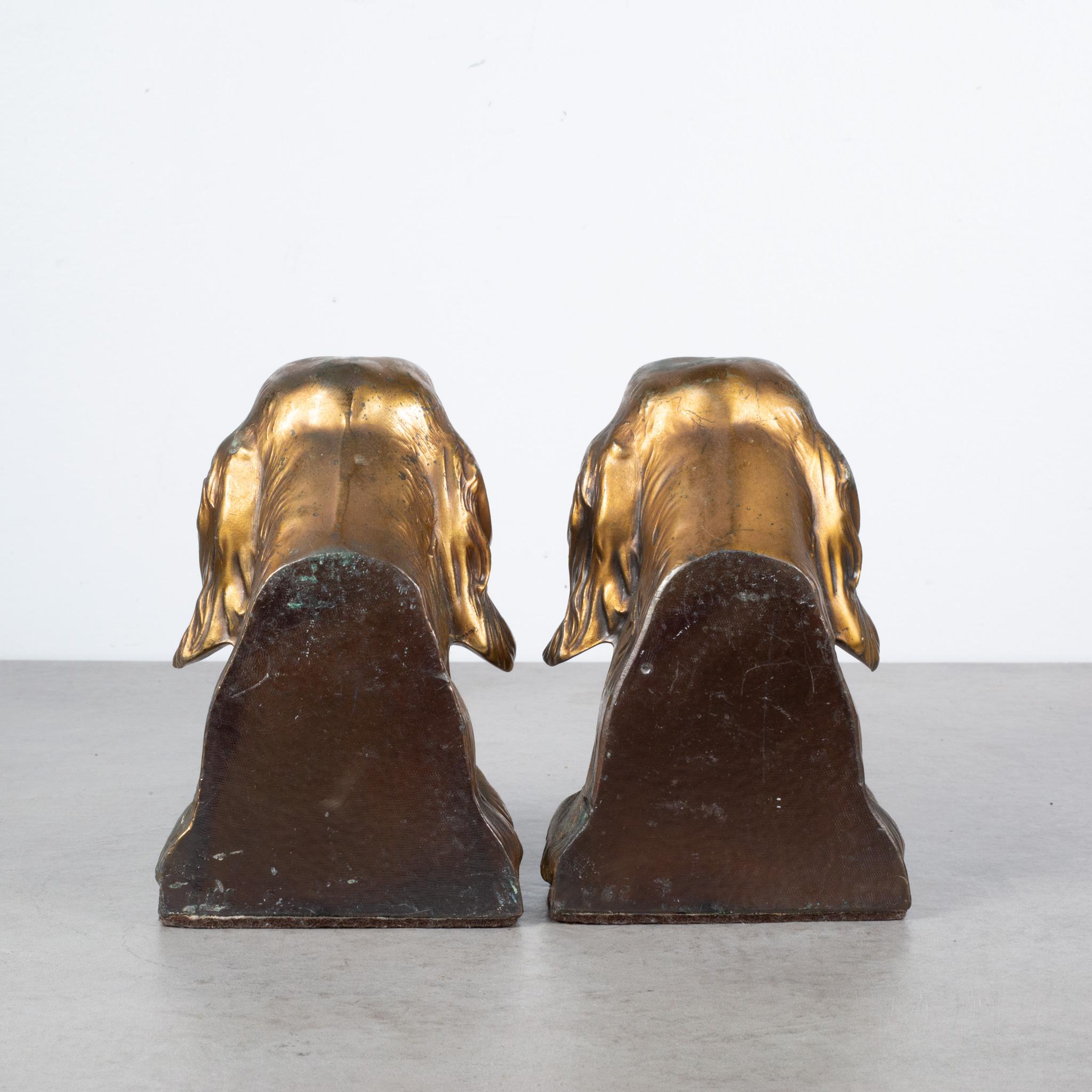20th Century Bronze Plated Irish Setter Bookends, circa 1940