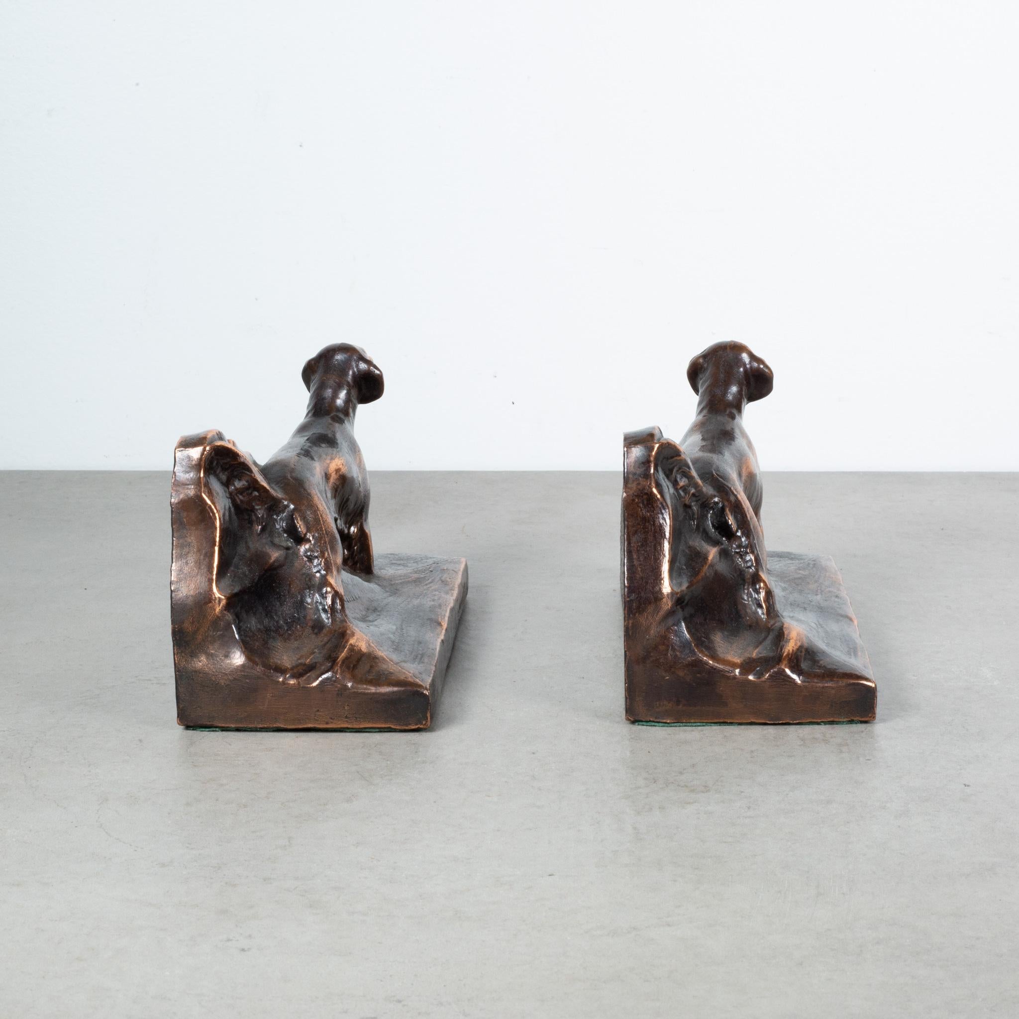 20th Century Bronze Plated Irish Setter Dog Bookends, circa 1940 For Sale