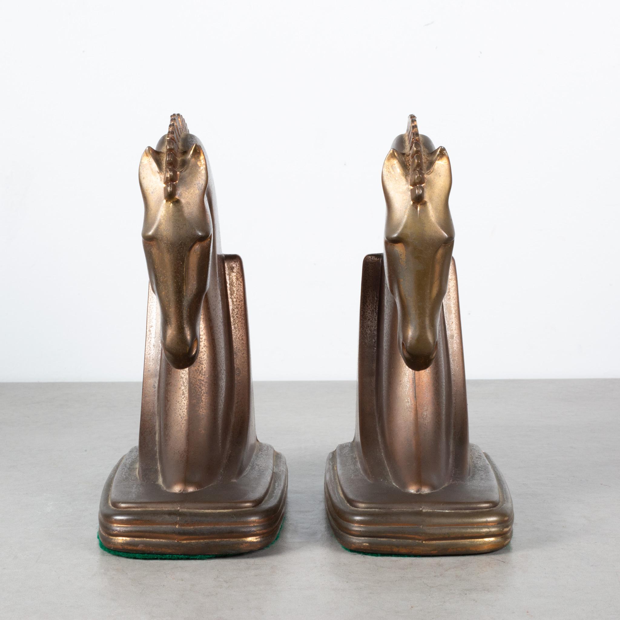 Art Deco Bronze Machine Age Trojan Horse Bookends by Dodge Inc. C.1930  (FREE SHIPPING)