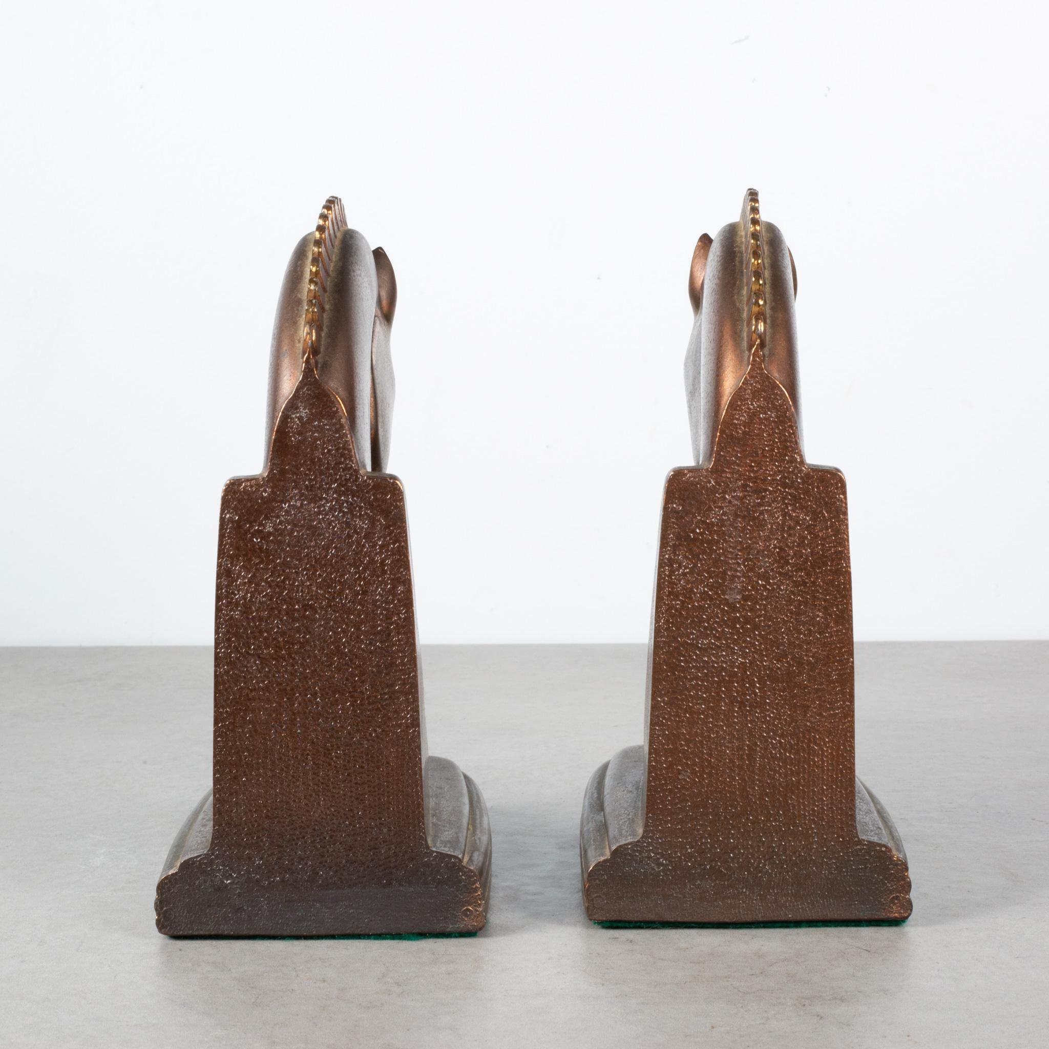 Bronze Machine Age Trojan Horse Bookends by Dodge Inc. C.1930  (FREE SHIPPING) In Good Condition In San Francisco, CA