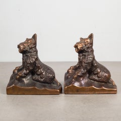 Bronze-Plated Scotty Dog Bookends, circa 1940