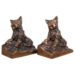 Bronze-Plated Scotty Dog Bookends, circa 1940