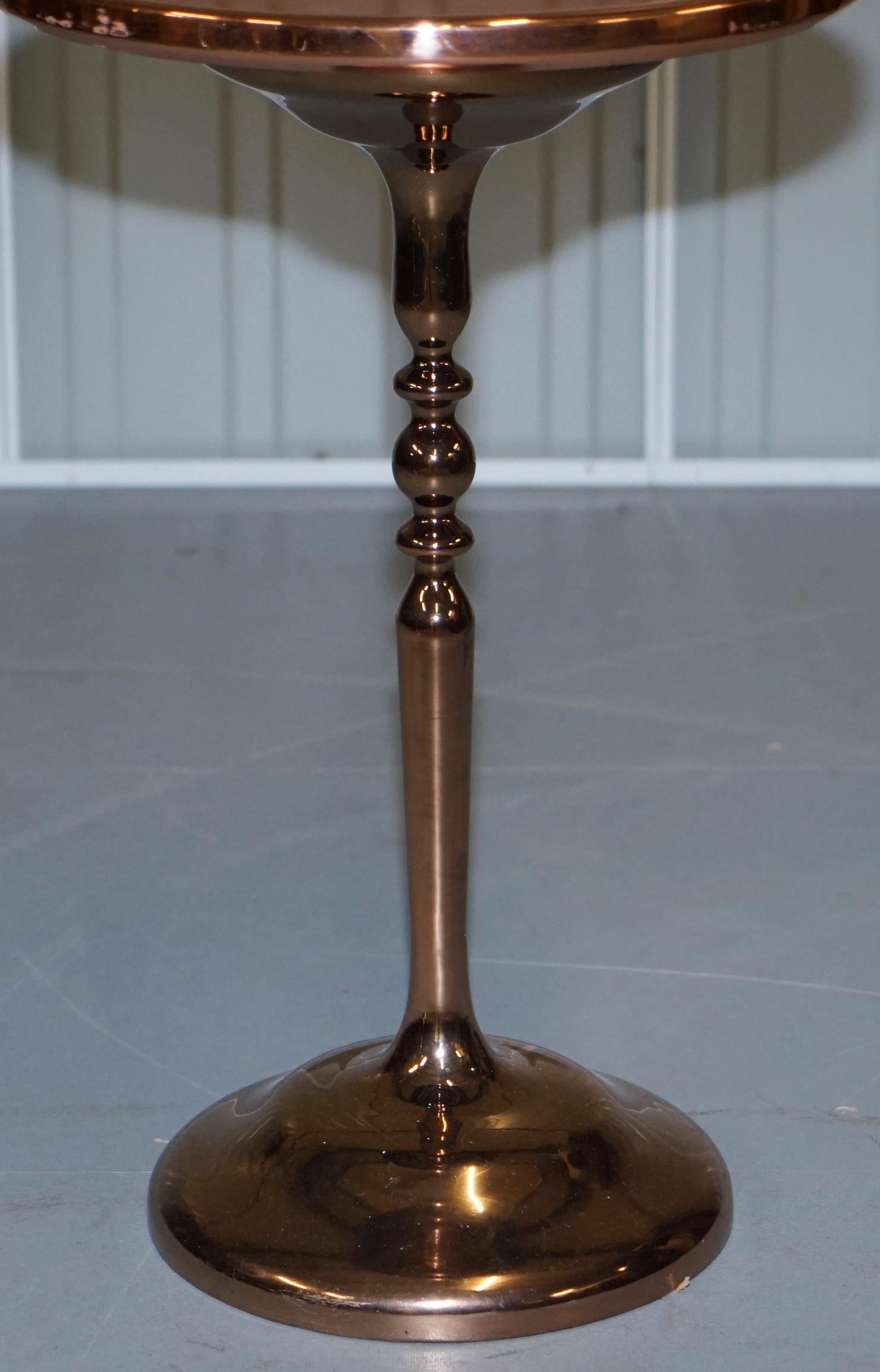 Modern Bronze Plated Vintage Side Table Made on Solid Oak Base Part of Large Suite For Sale