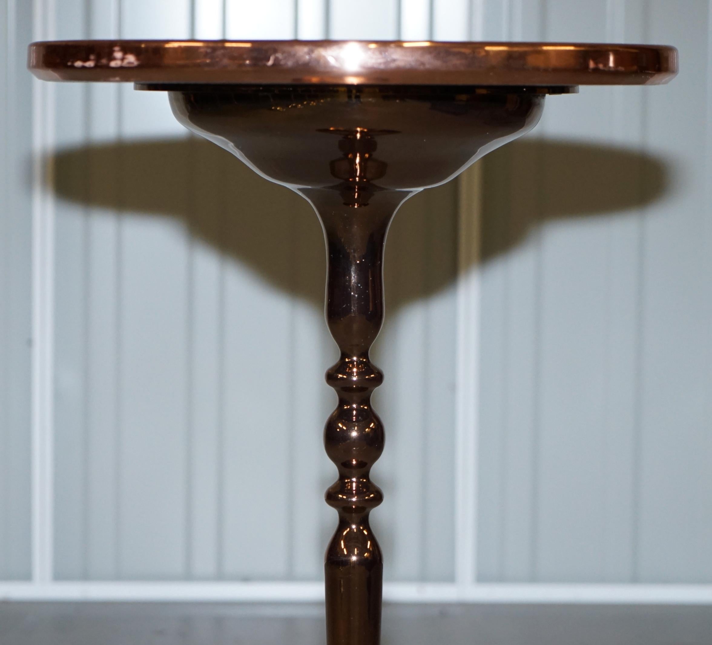 Hand-Crafted Bronze Plated Vintage Side Table Made on Solid Oak Base Part of Large Suite For Sale