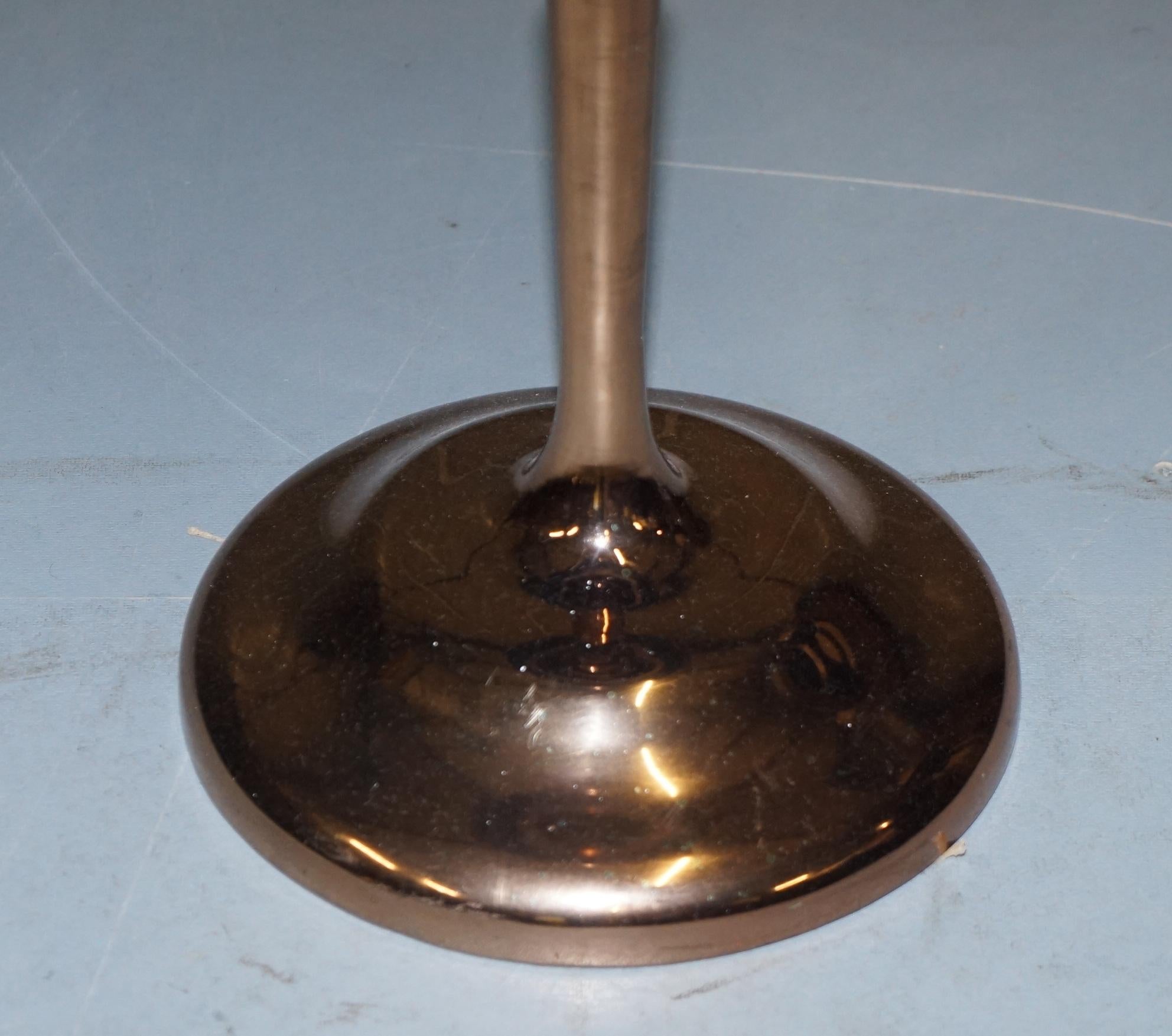 20th Century Bronze Plated Vintage Side Table Made on Solid Oak Base Part of Large Suite For Sale
