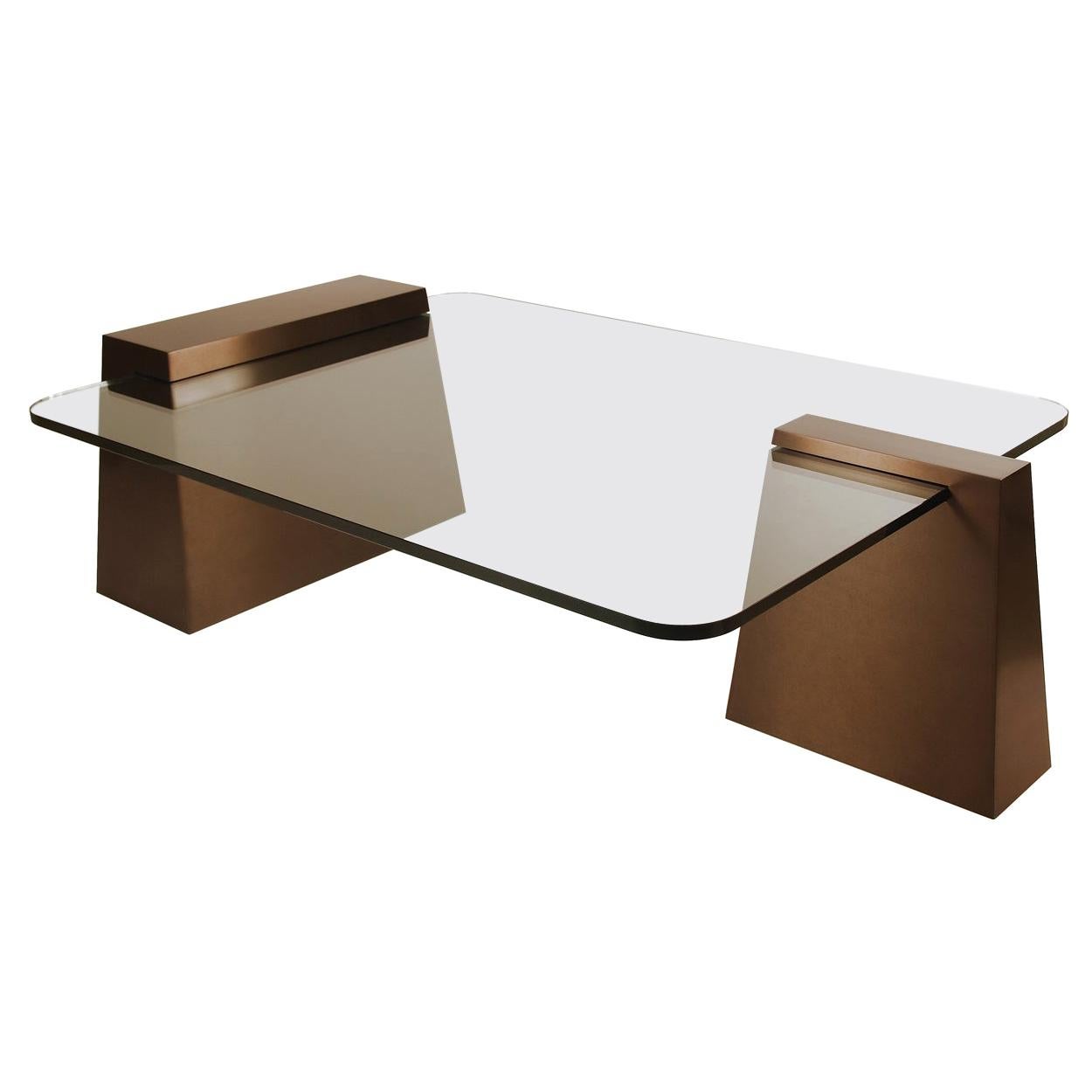 Bronze Plinth Cocktail Coffee Table For Sale