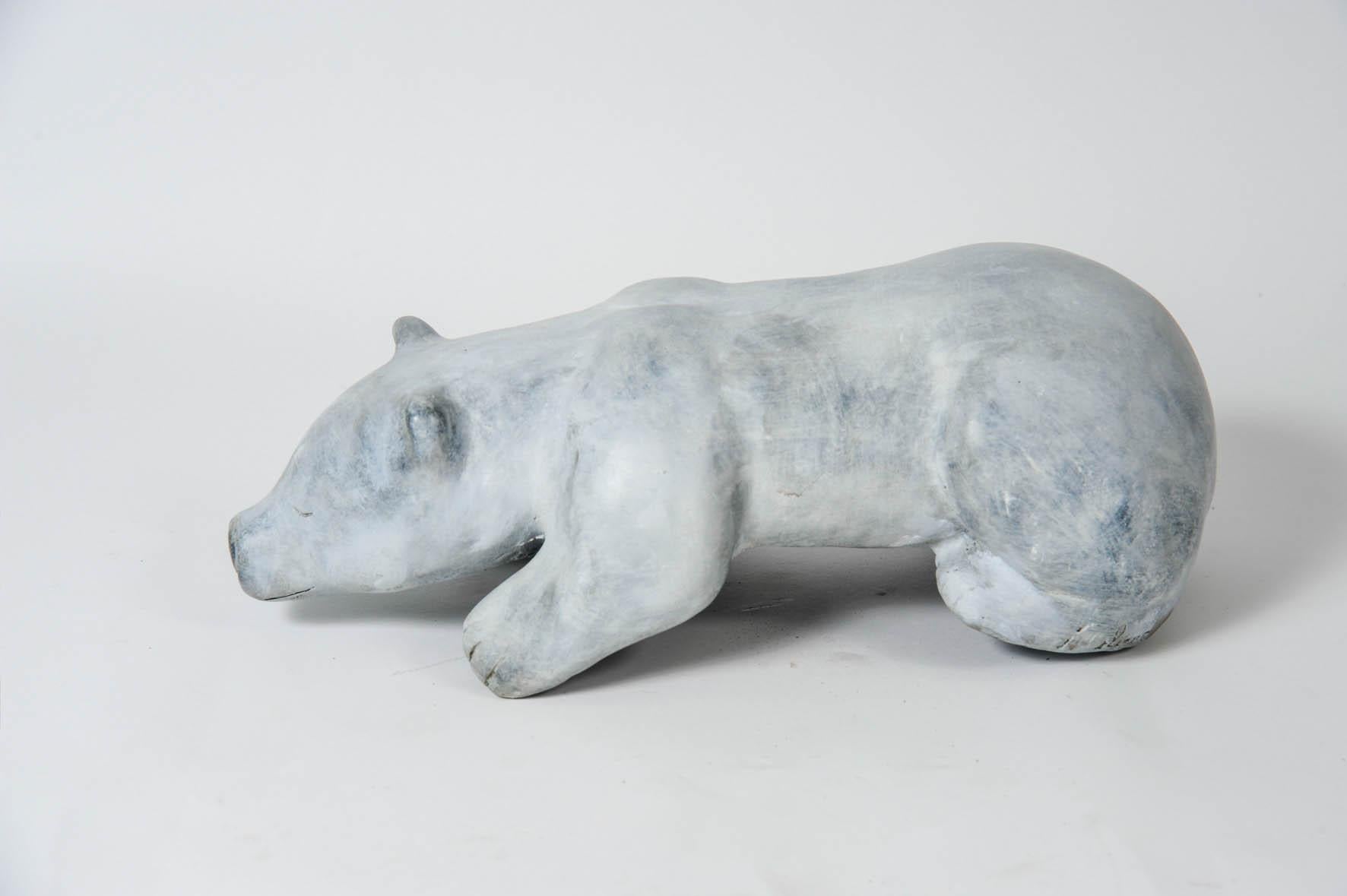 Late 20th Century Bronze Polar Bear Signed