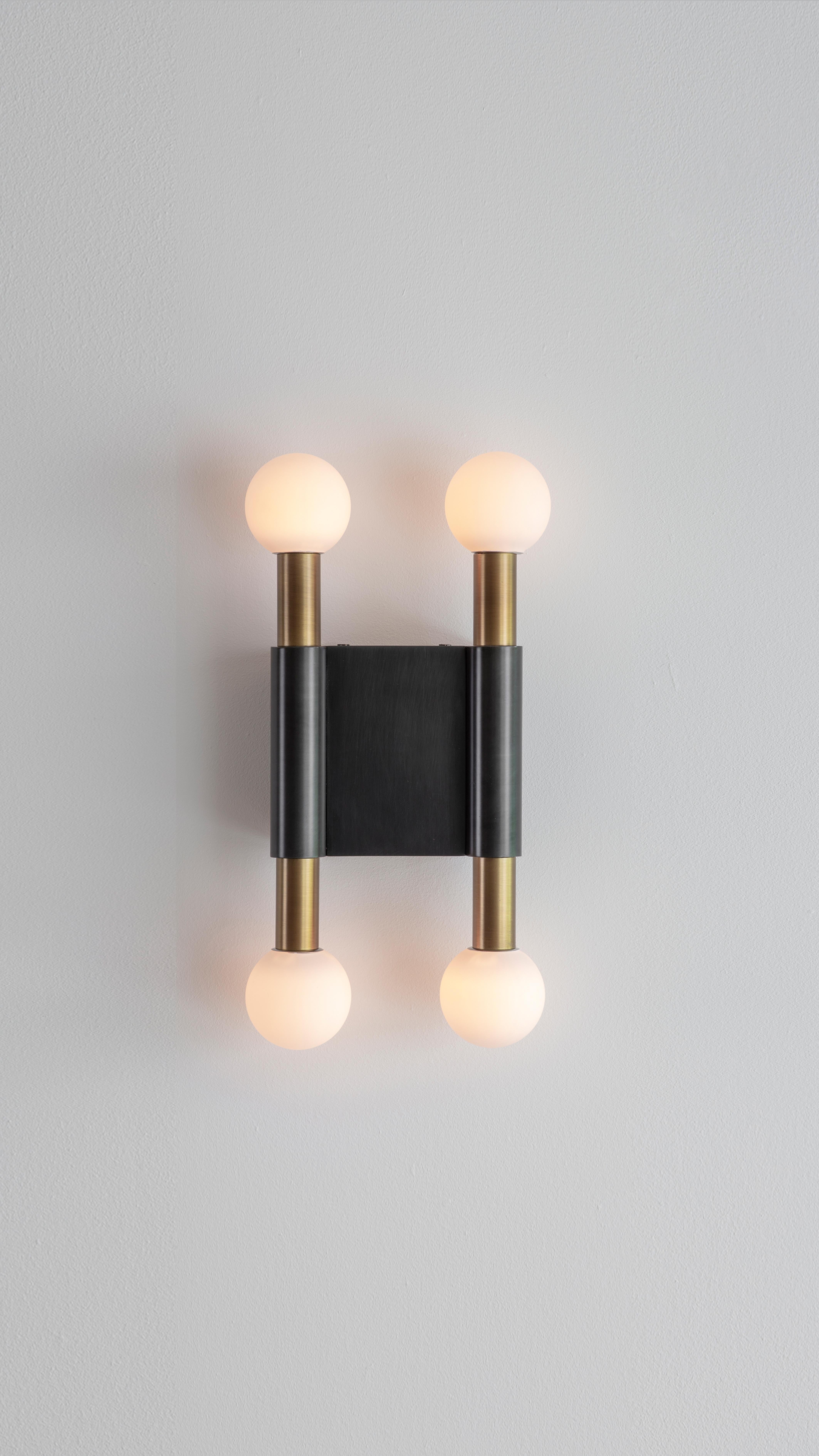 Brushed Bronze Pole and Circle II Wall Light by Square in Circle For Sale