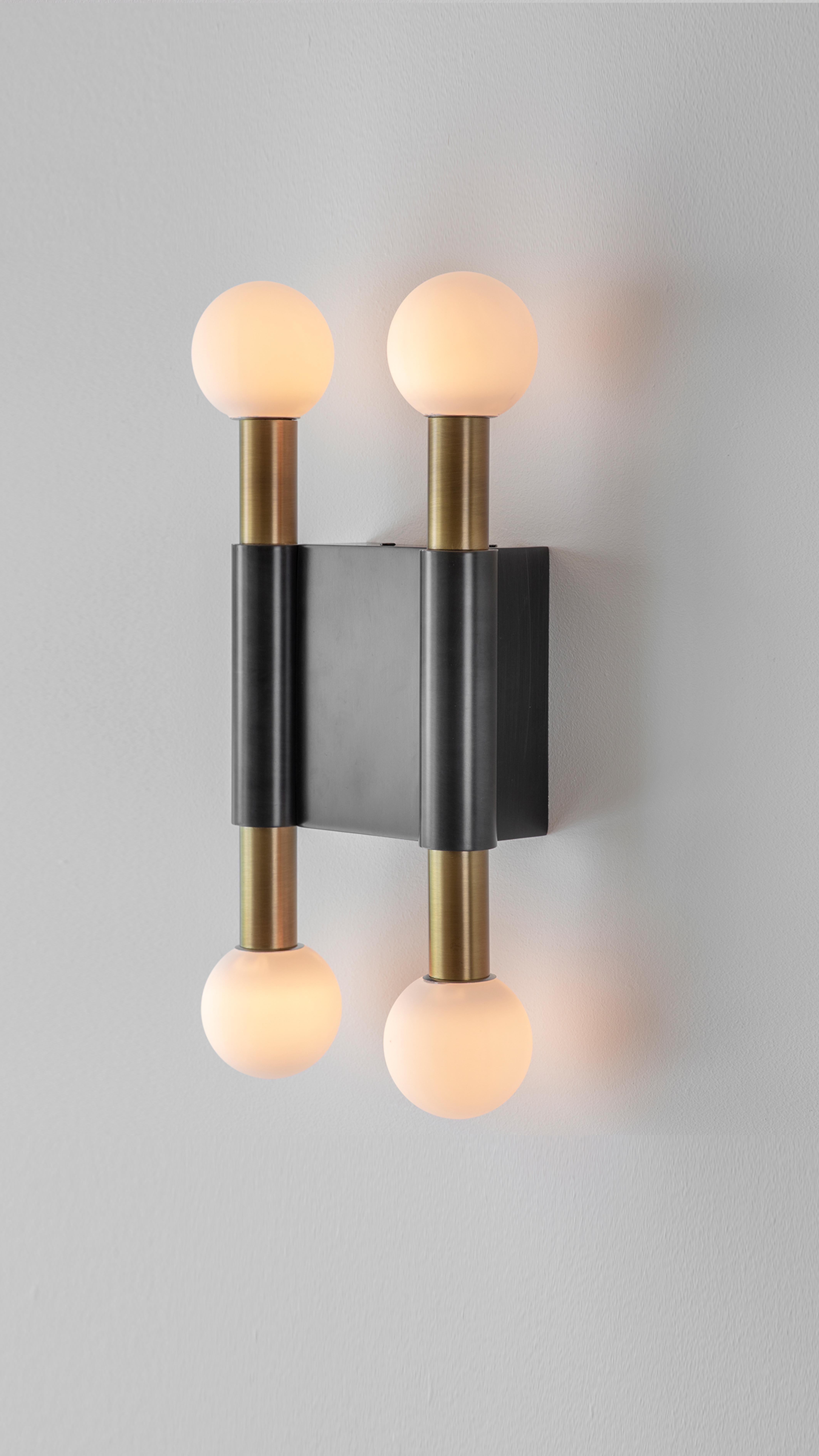 Brass Bronze Pole and Circle II Wall Light by Square in Circle For Sale