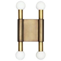 Wandleuchte aus Bronzestange und Kreis II aus Bronze von Square in Circle