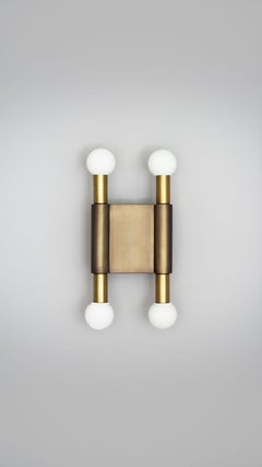 Bronze "Pole and Circle II" Wall Light, Square in Circle