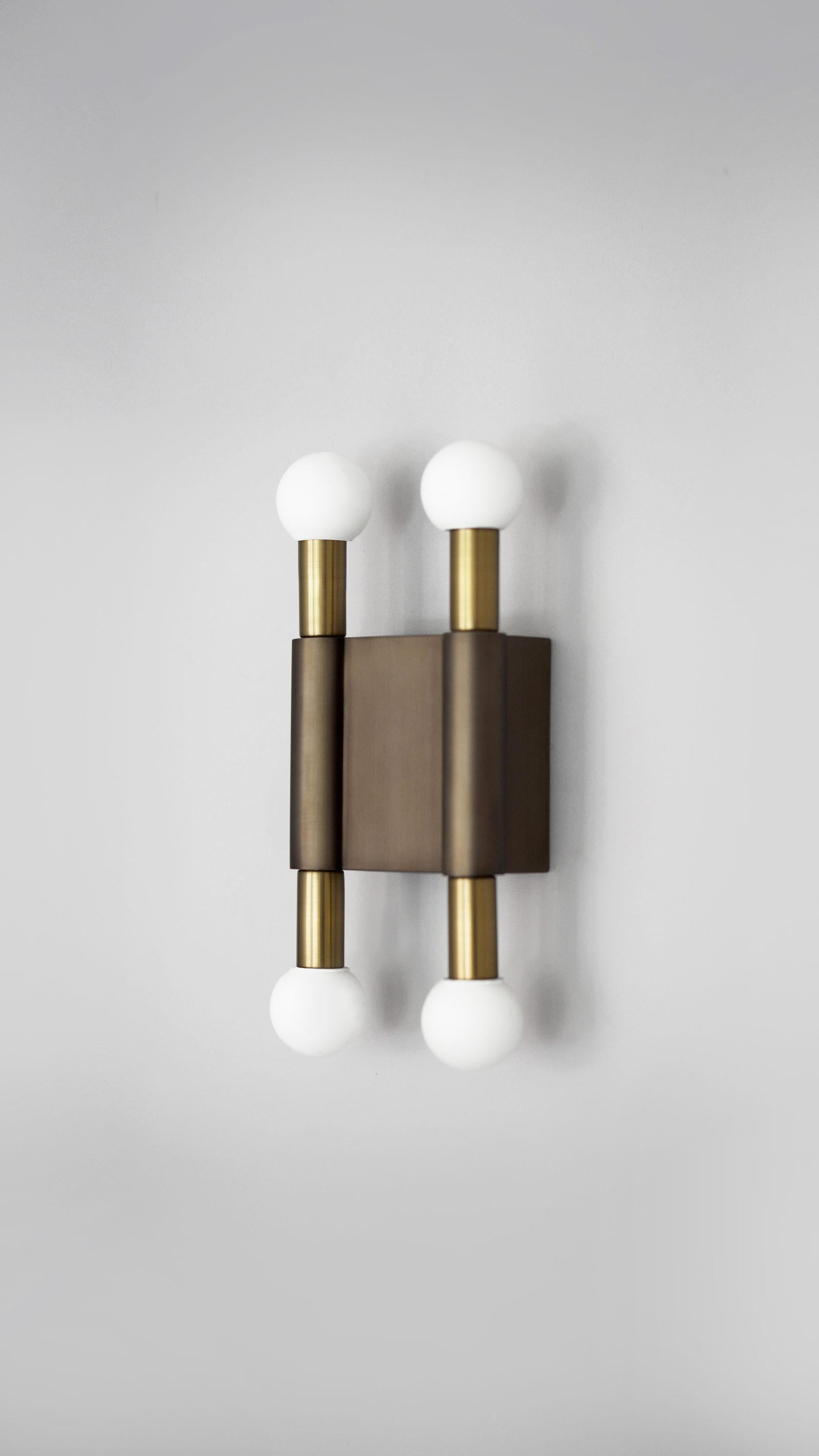 Modern Bronze Pole and Circle II Wall Light by Square in Circle For Sale