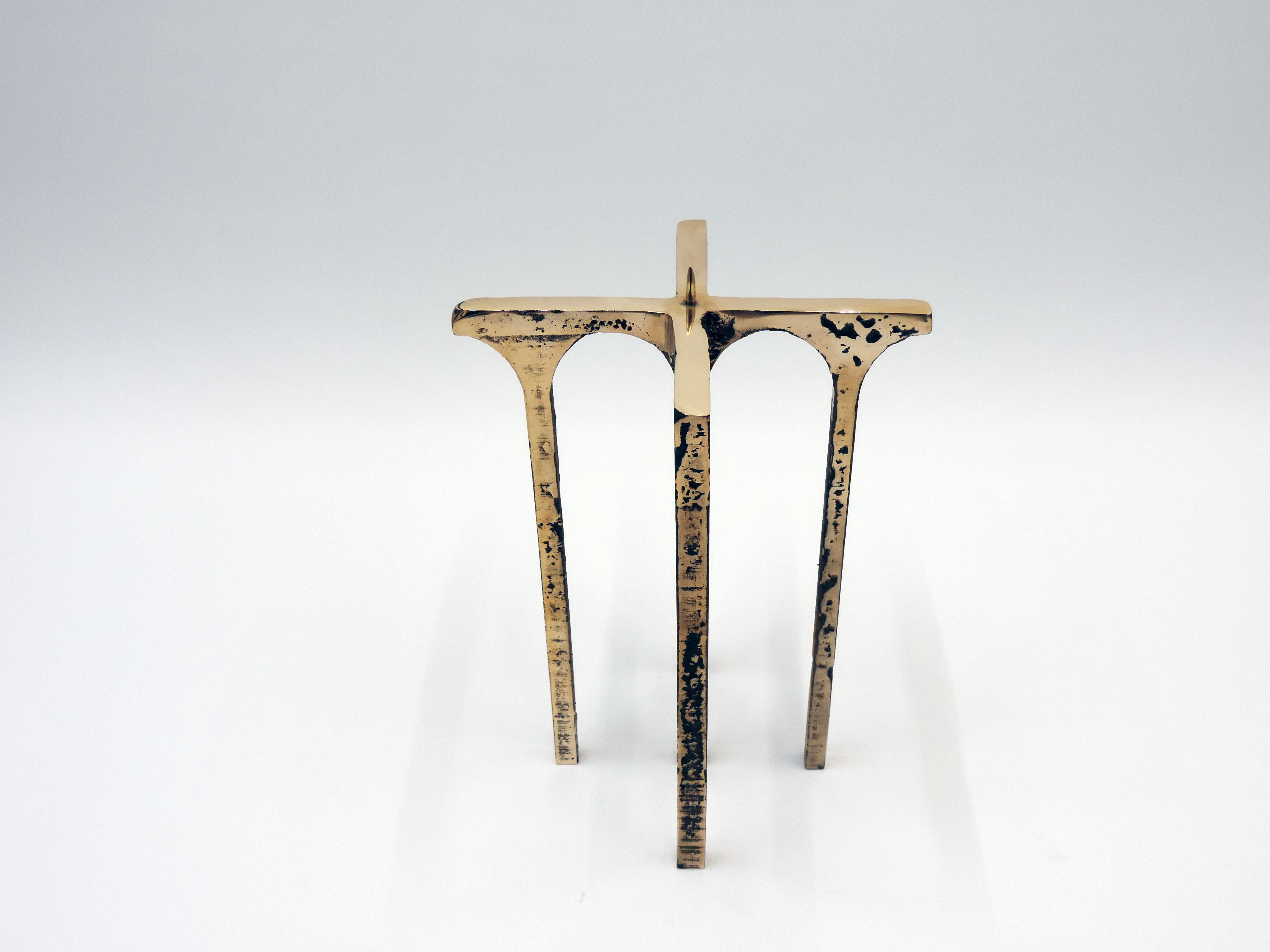 Bronze poliert Arche Kerzenhalter (Arts and Crafts) im Angebot