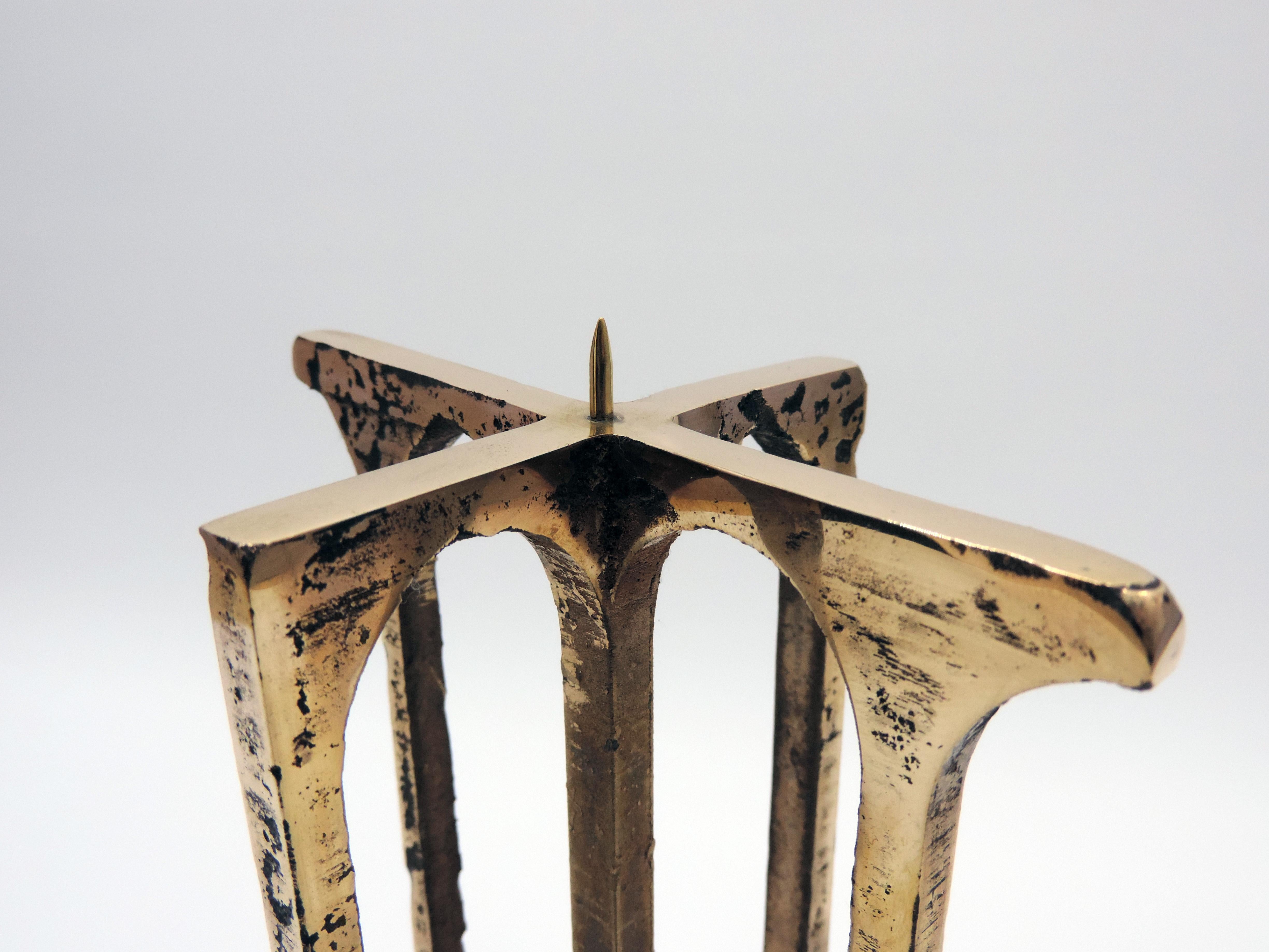 French Bronze polished Arche candle holder For Sale