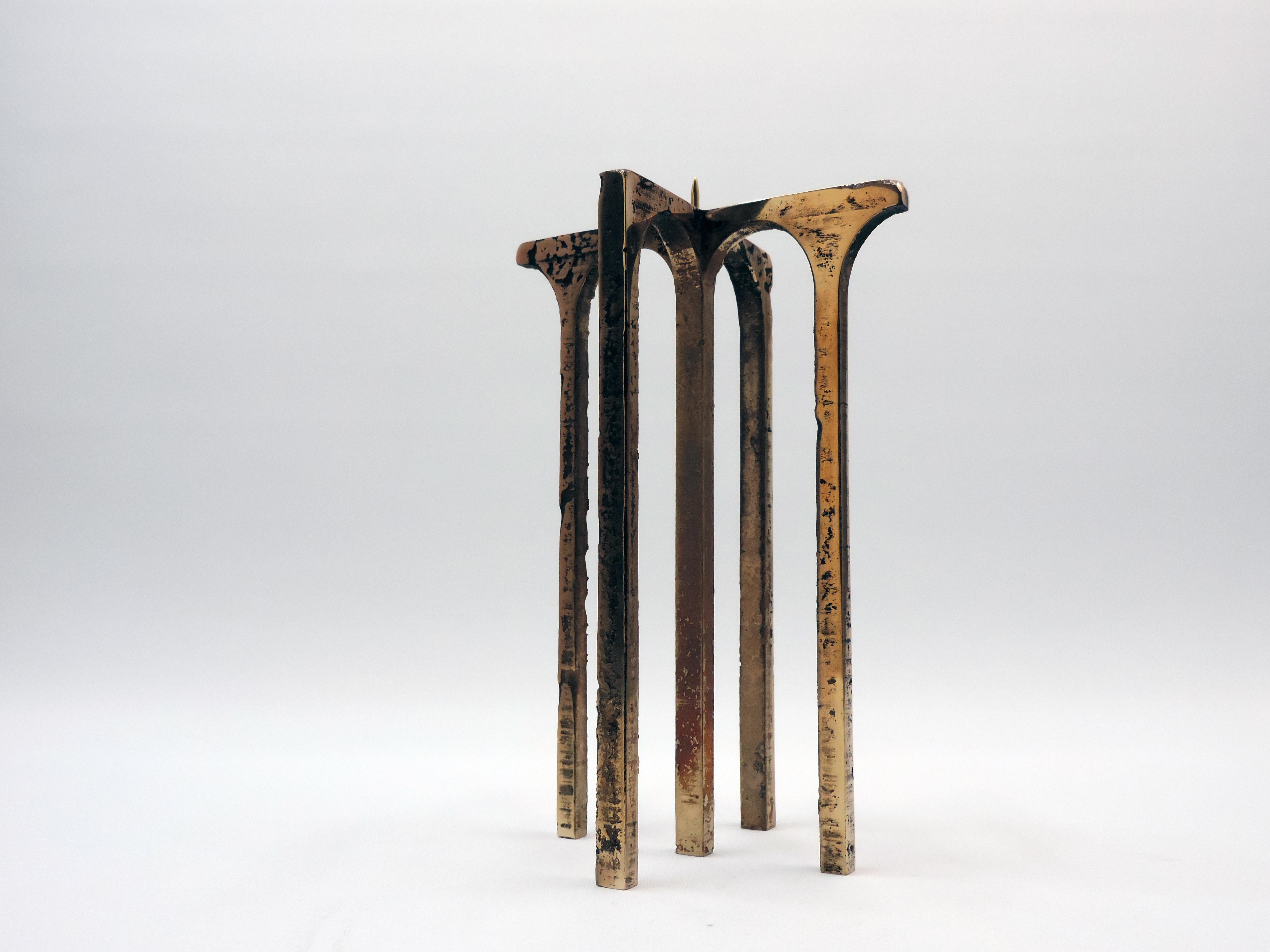 Bronze polished Arche candle holder In New Condition For Sale In LIEU-DIT BARAN, FR