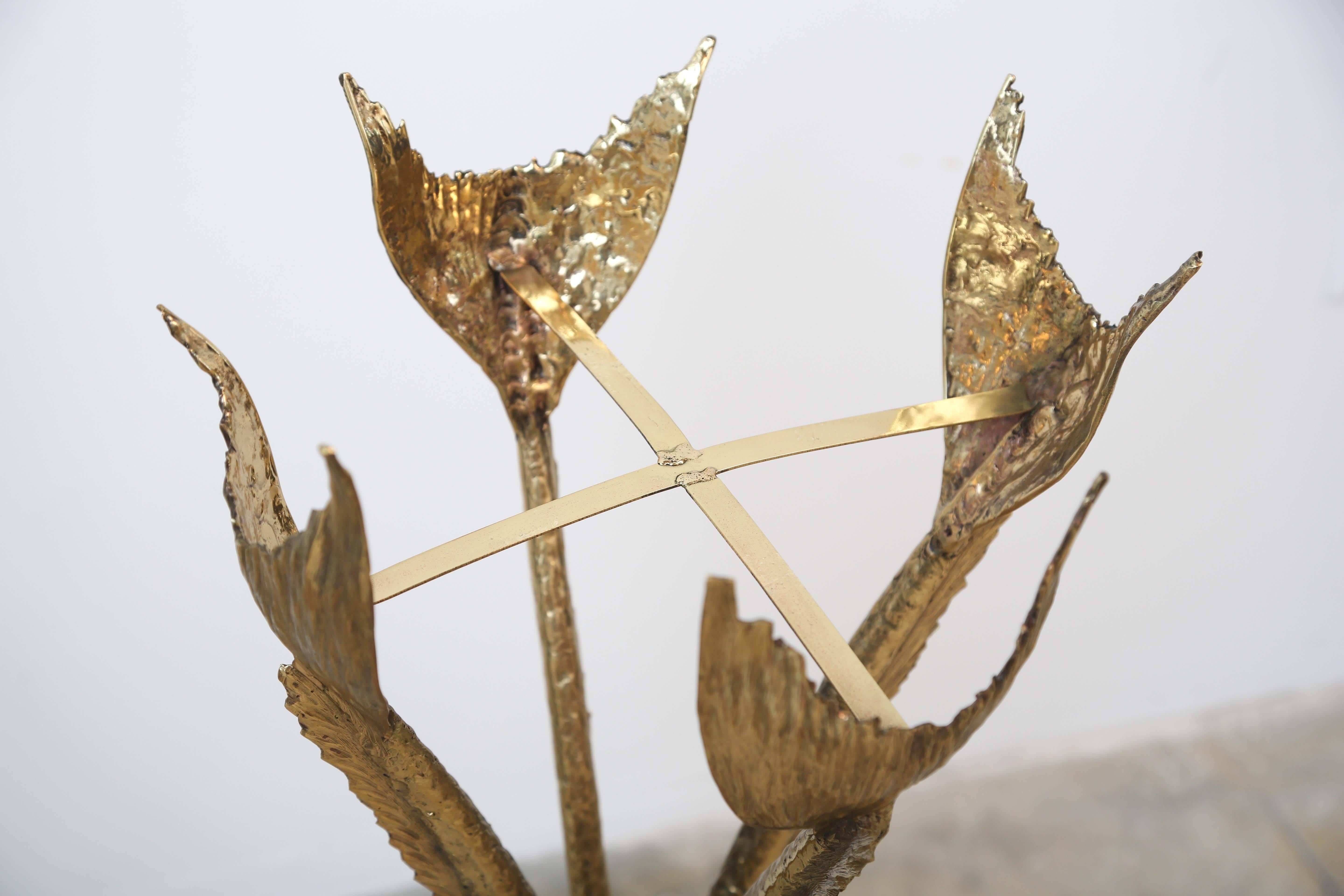 Mid-Century Modern Bronze & Polished Brass Sculptural Planter by Jacques Duval Brasseur, circa 1970