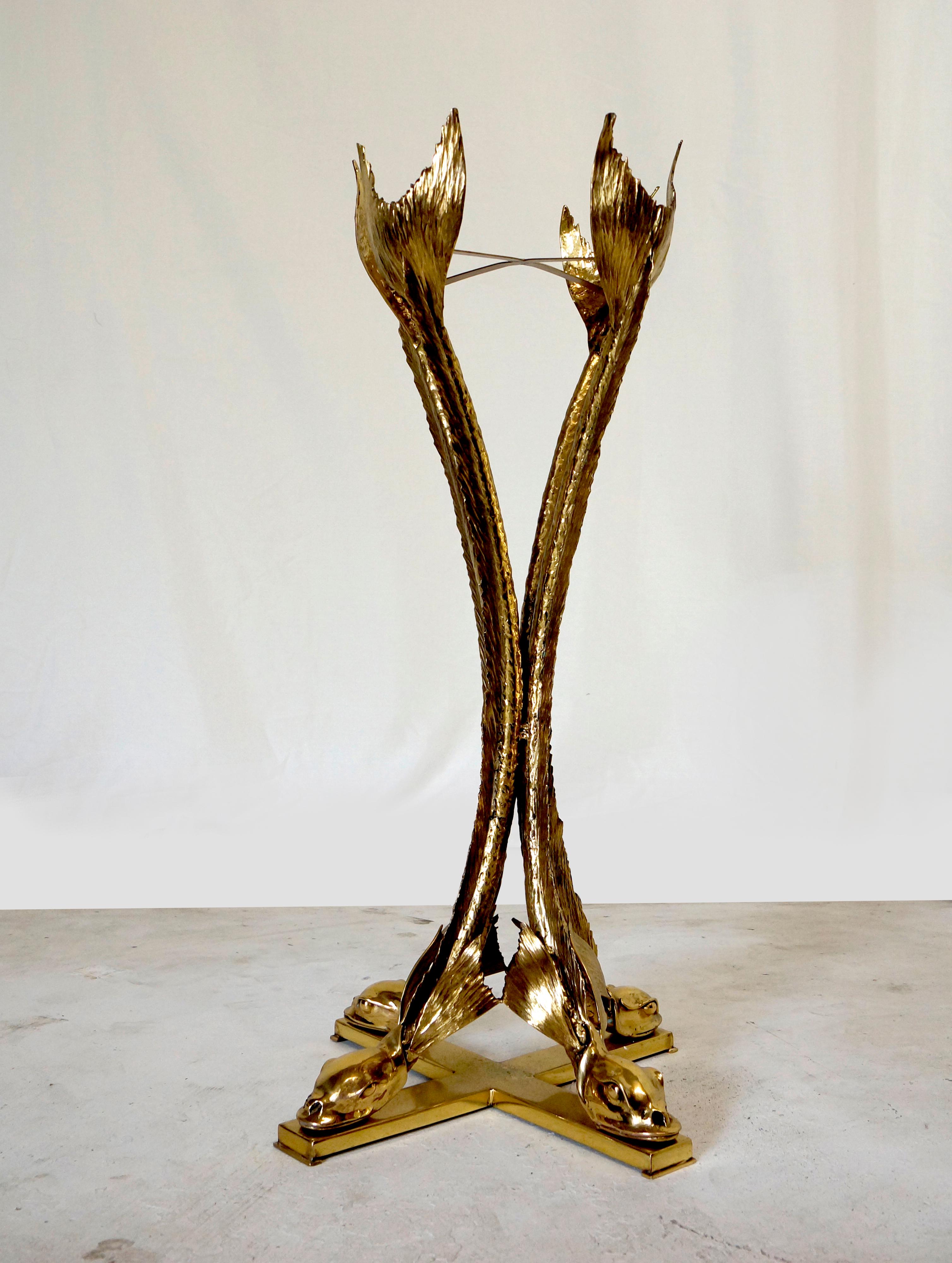 French Bronze & Polished Brass Sculptural Planter by Jacques Duval Brasseur, circa 1970