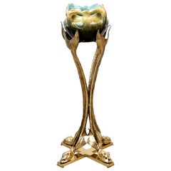 Bronze & Polished Brass Sculptural Planter by Jacques Duval Brasseur, circa 1970