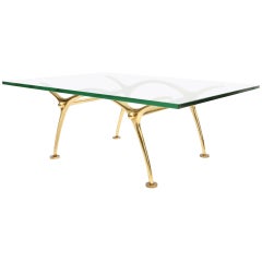 Bronze Polished Hollywood Regency Coffee Table by Kouloufi