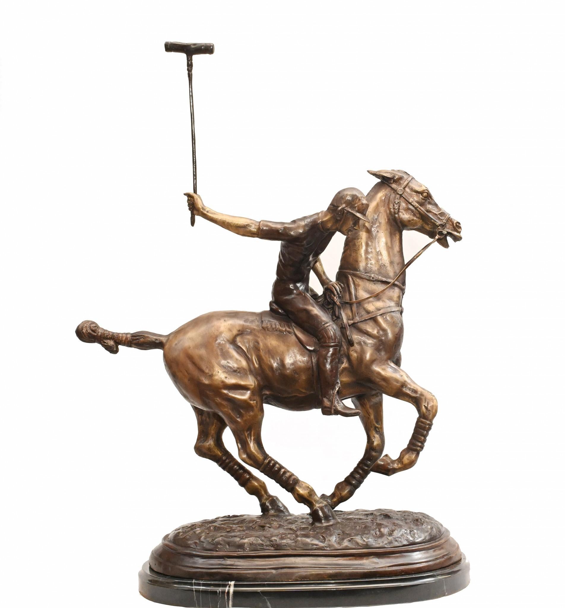 Bronze Polo Player Horse Jockey Statue Casting For Sale 6