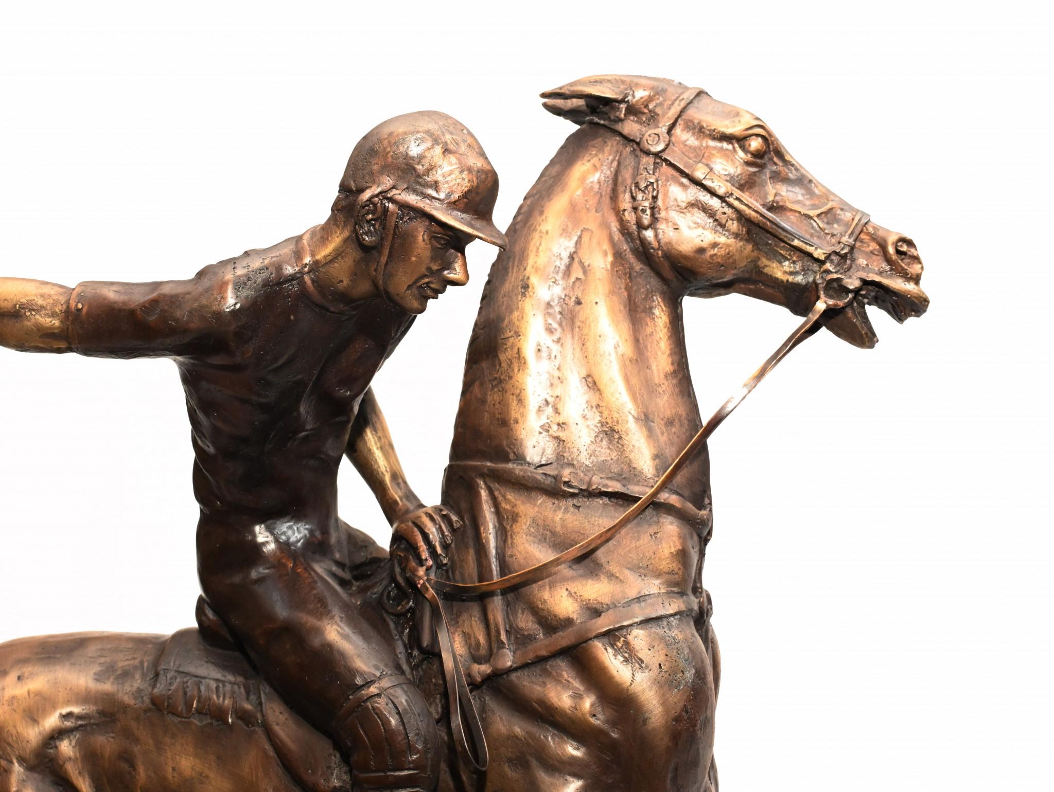 Bronze Polo Player Horse Jockey Statue Casting For Sale 8