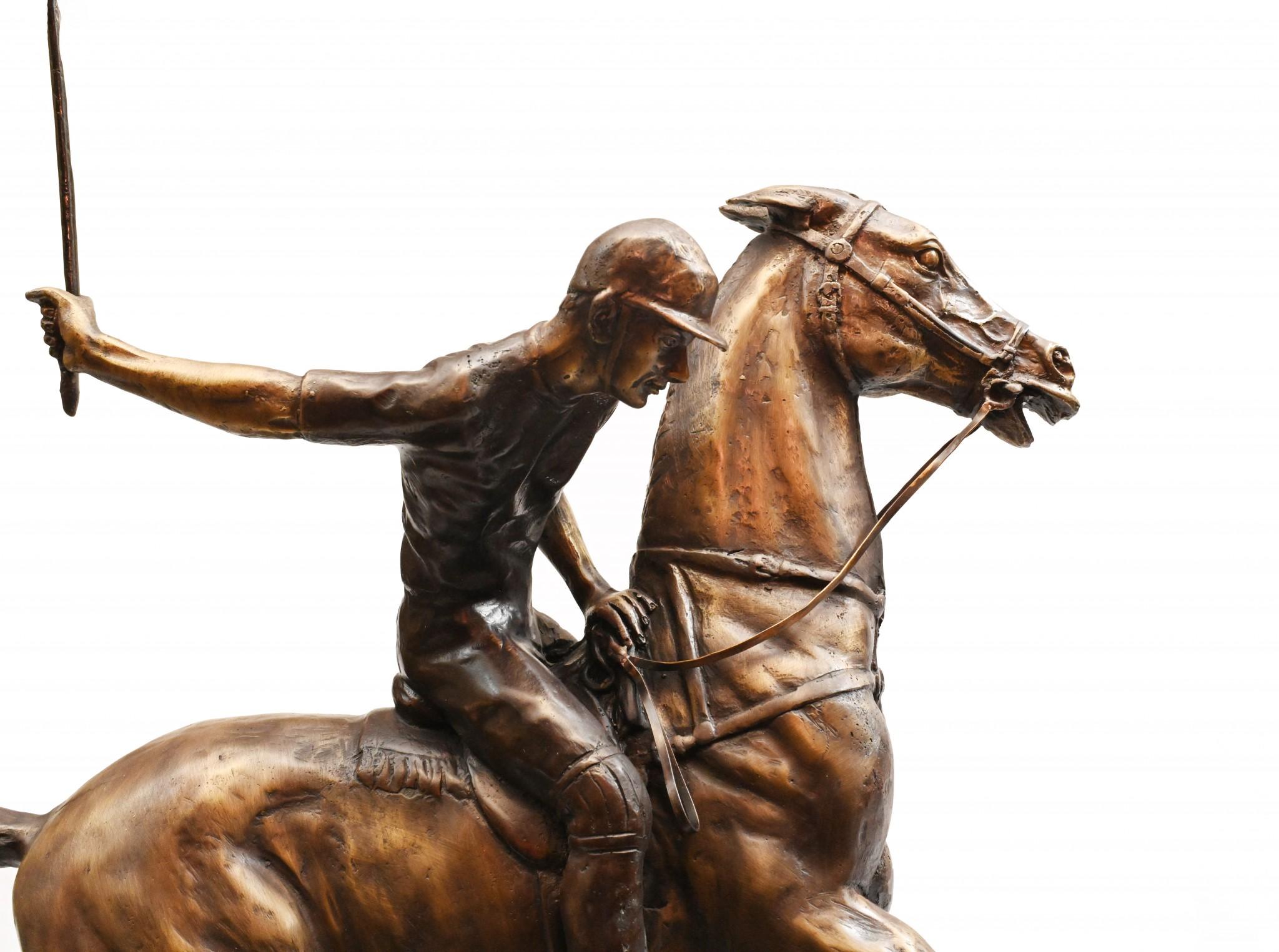 Bronze Polo Player Horse Jockey Statue Casting For Sale 9