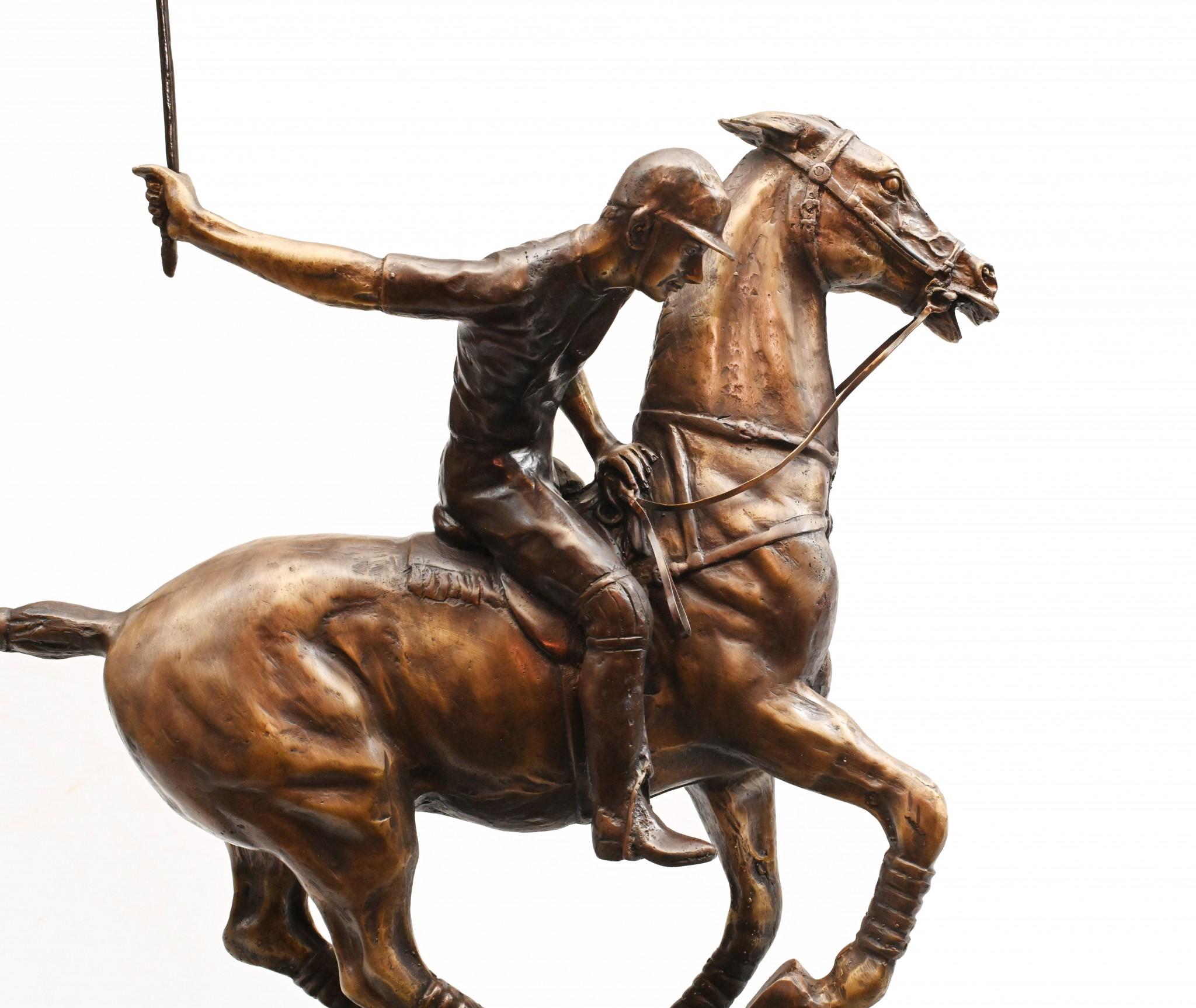 Bronze Polo Player Horse Jockey Statue Casting For Sale 10