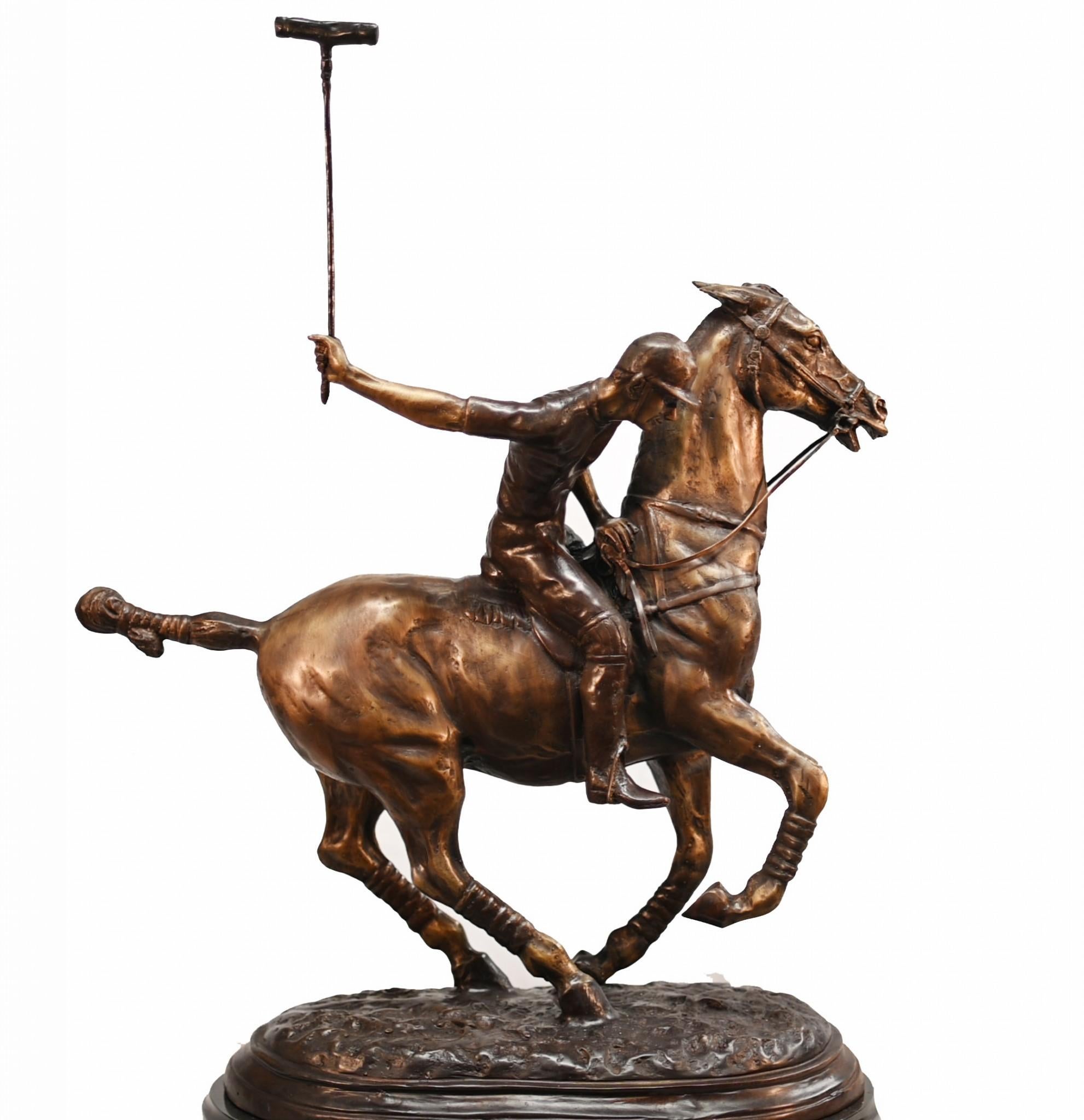 Bronze Polo Player Horse Jockey Statue Casting For Sale 11