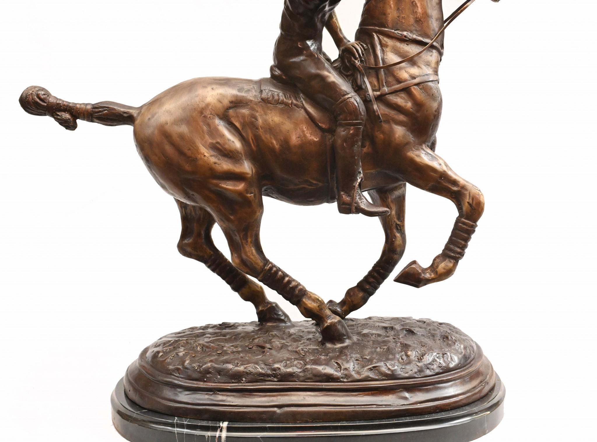 Bronze Polo Player Horse Jockey Statue Casting For Sale 12