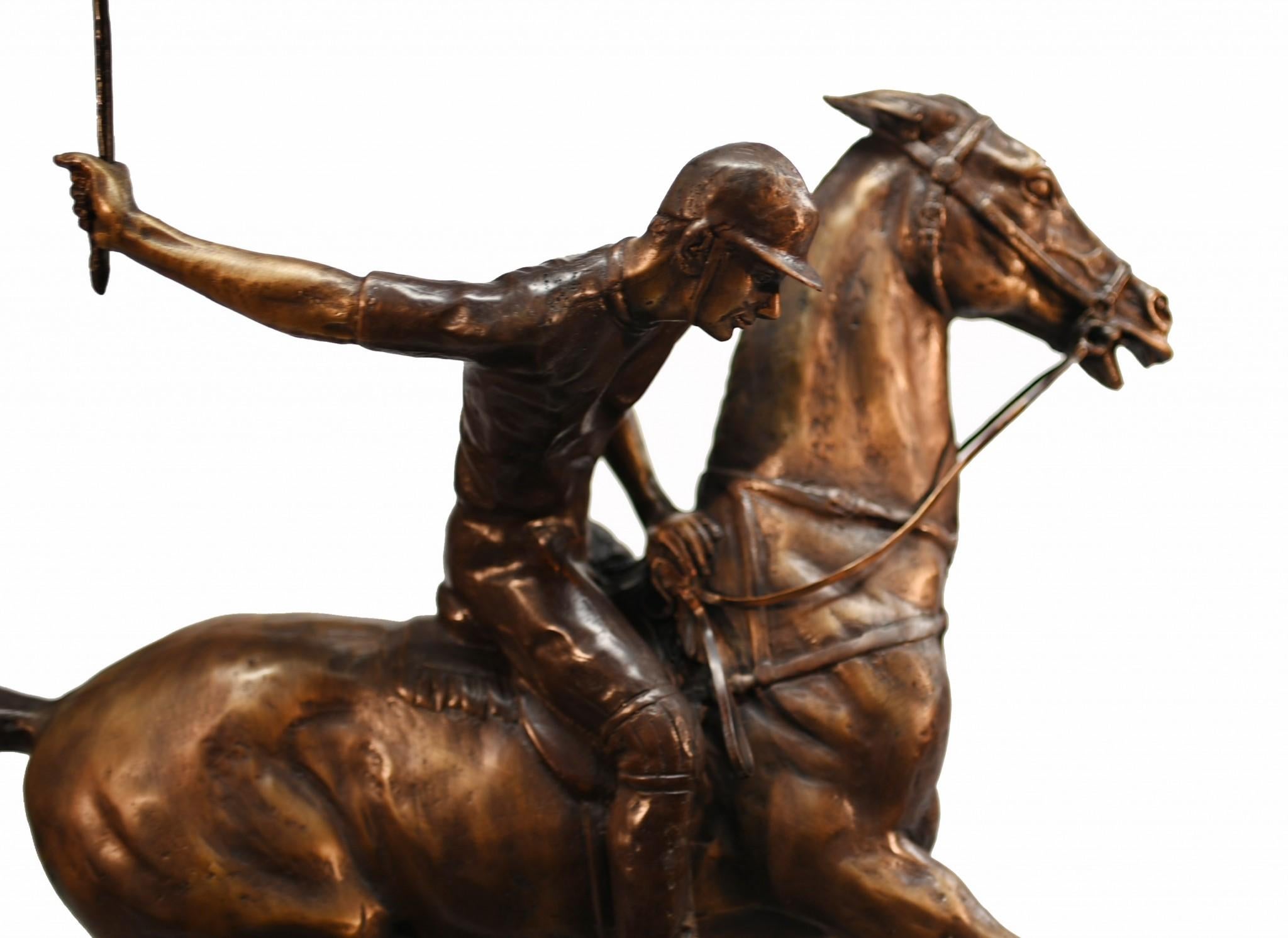 Bronze Polo Player Horse Jockey Statue Casting For Sale 14