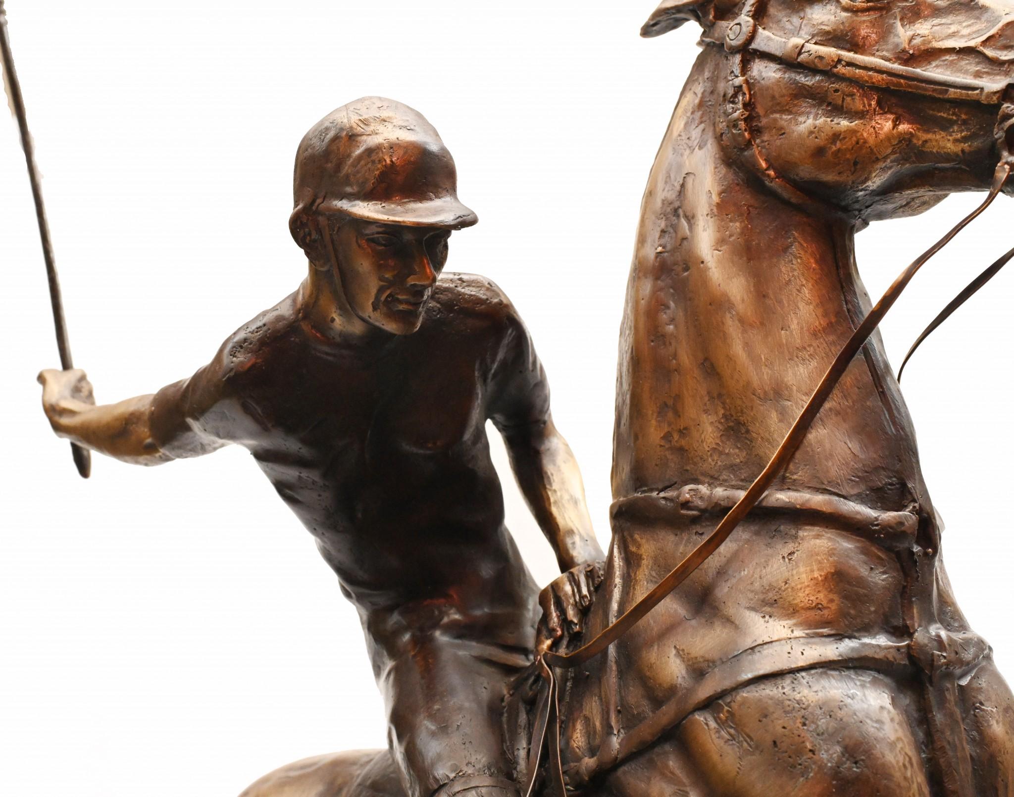 Bronze Polo Player Horse Jockey Statue Casting For Sale 15