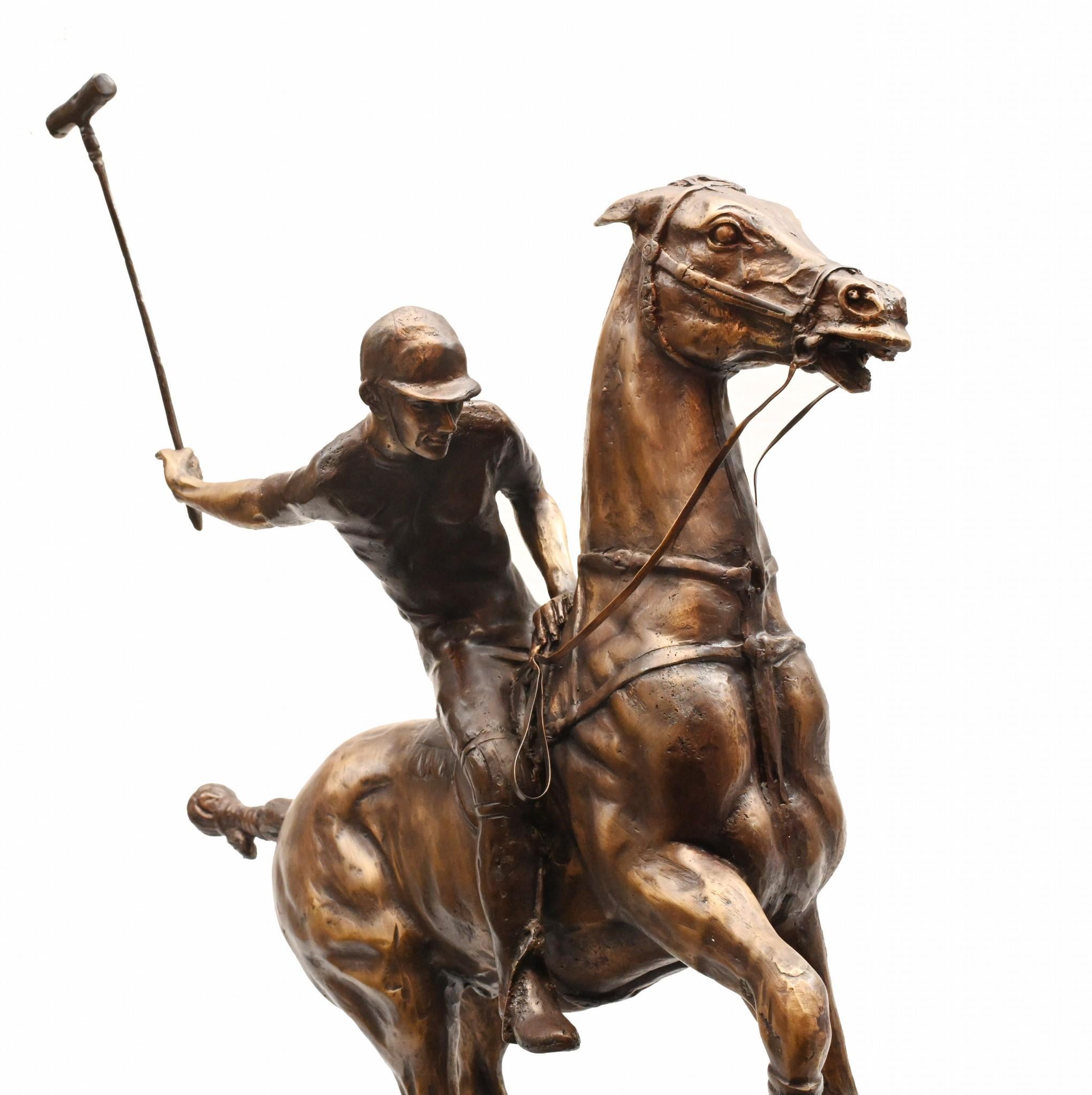 Bronze Polo Player Horse Jockey Statue Casting For Sale 16
