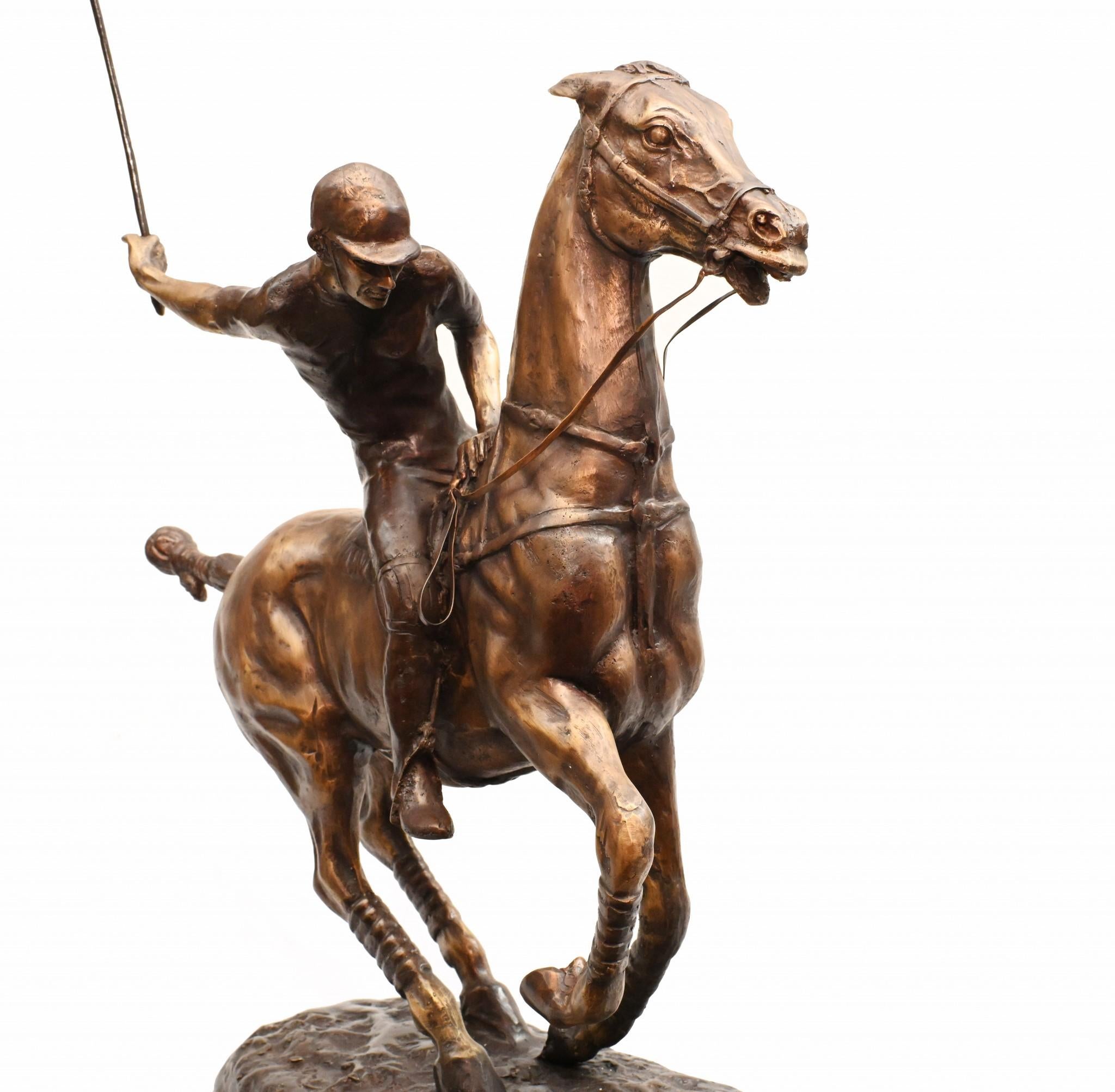 Bronze Polo Player Horse Jockey Statue Casting For Sale 1
