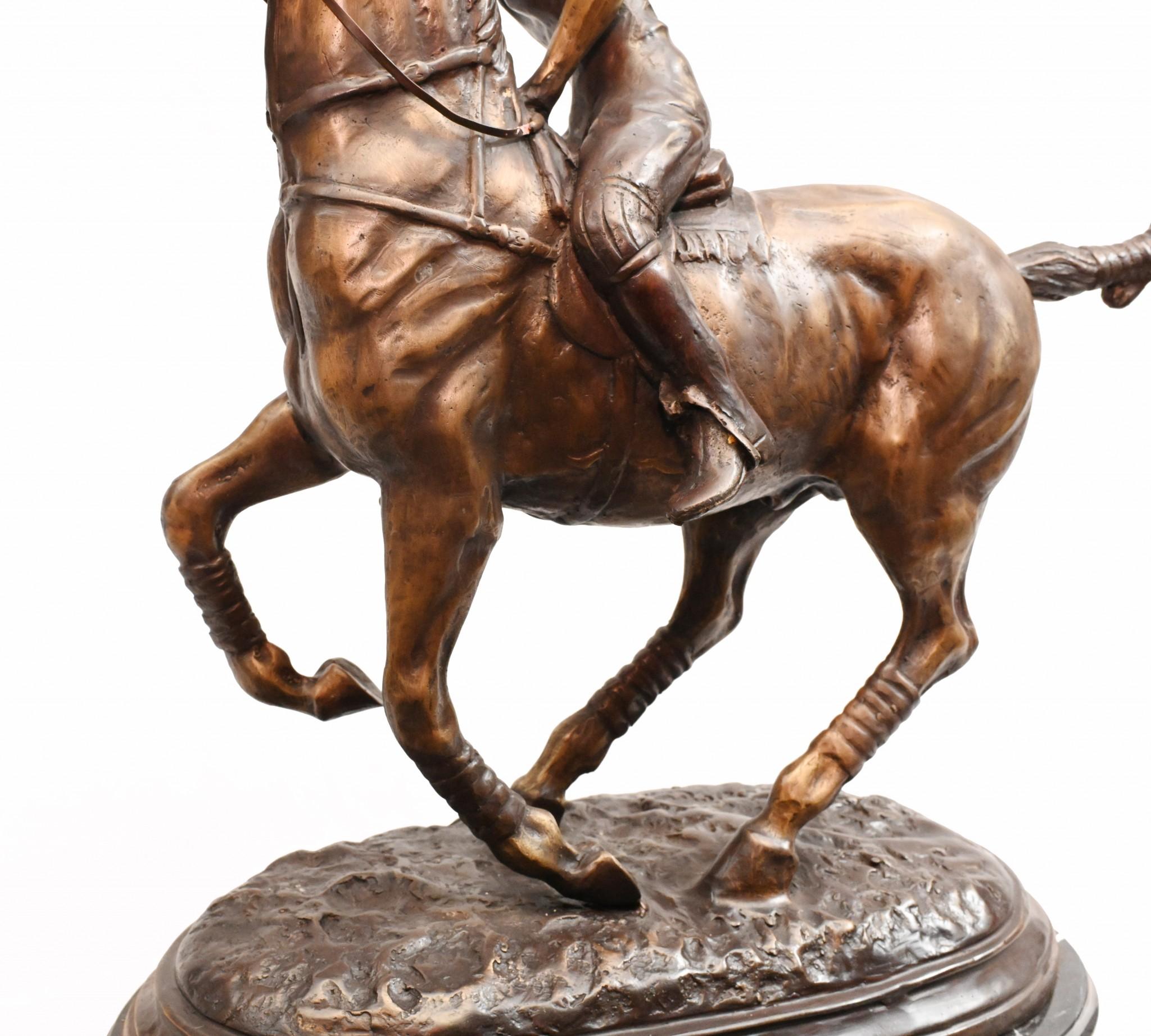 Bronze Polo Player Horse Jockey Statue Casting For Sale 2