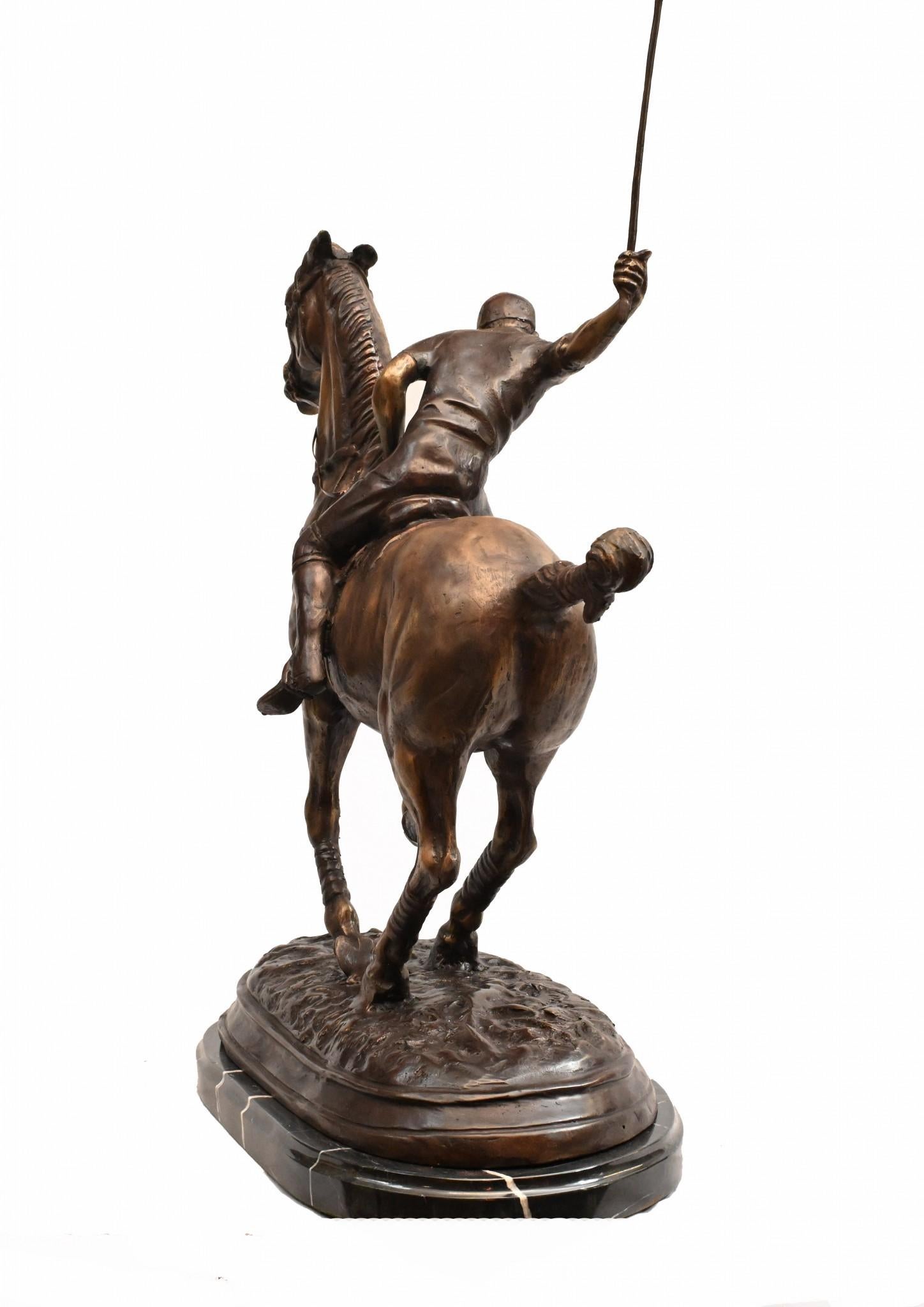 Bronze Polo Player Horse Jockey Statue Casting For Sale 5
