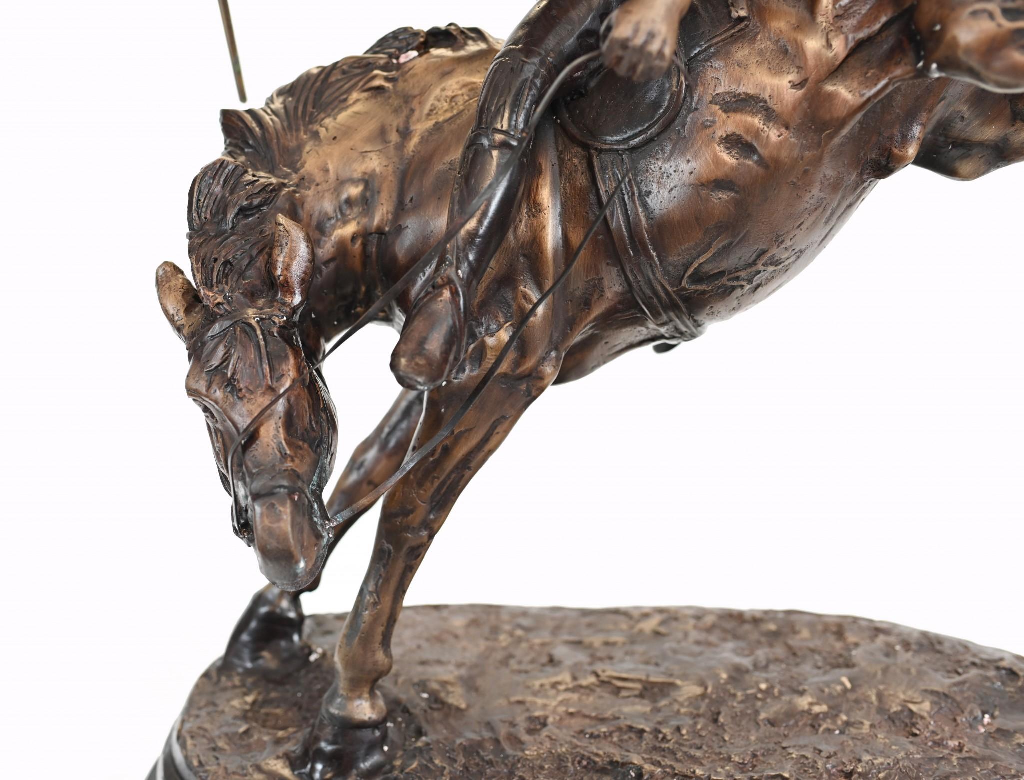 Bronze Polo Spieler Statue - Pferd Jockey Guss im Zustand „Gut“ im Angebot in Potters Bar, GB