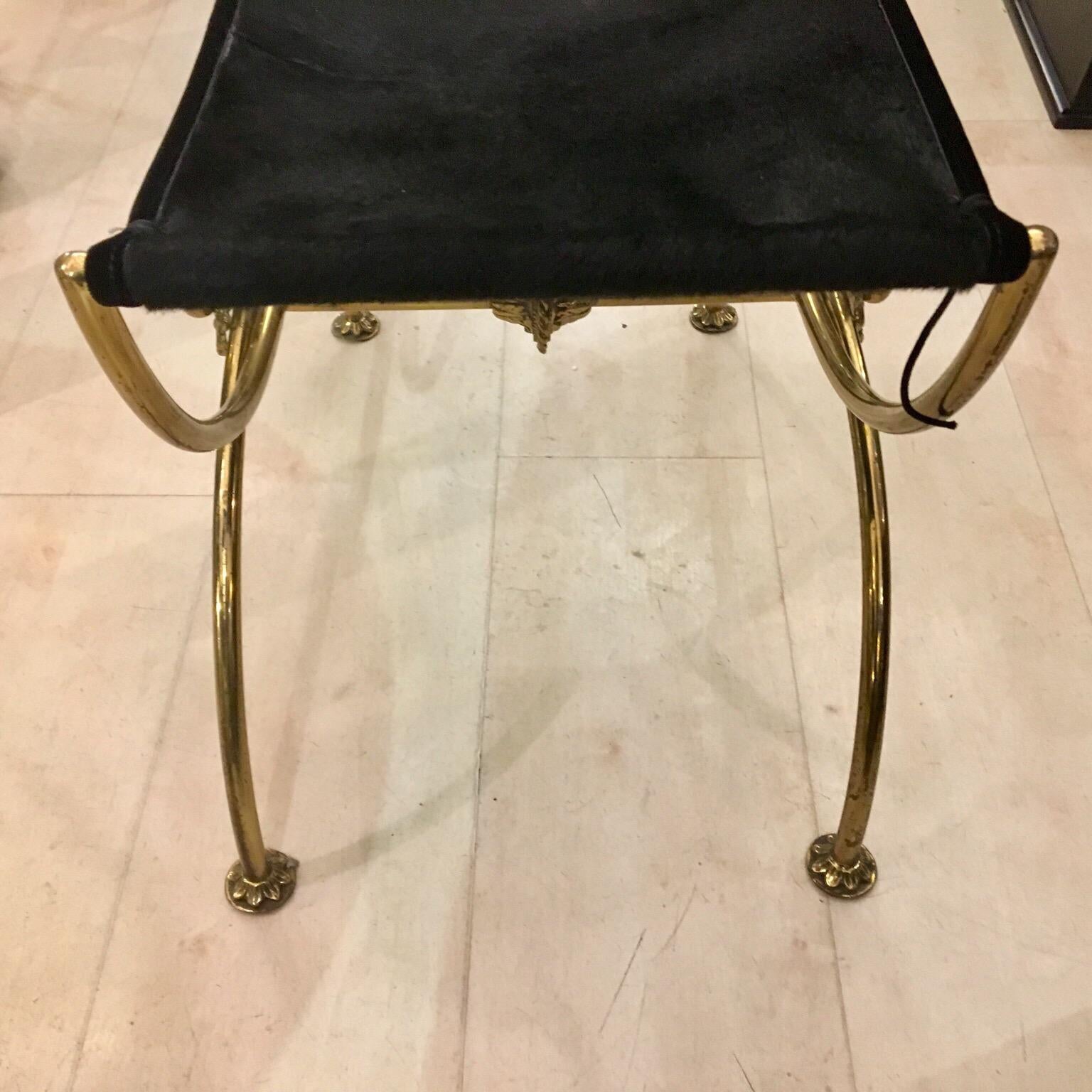 20th Century Bronze Pony Skin Small Piano Bench Napoleon III, 1900s