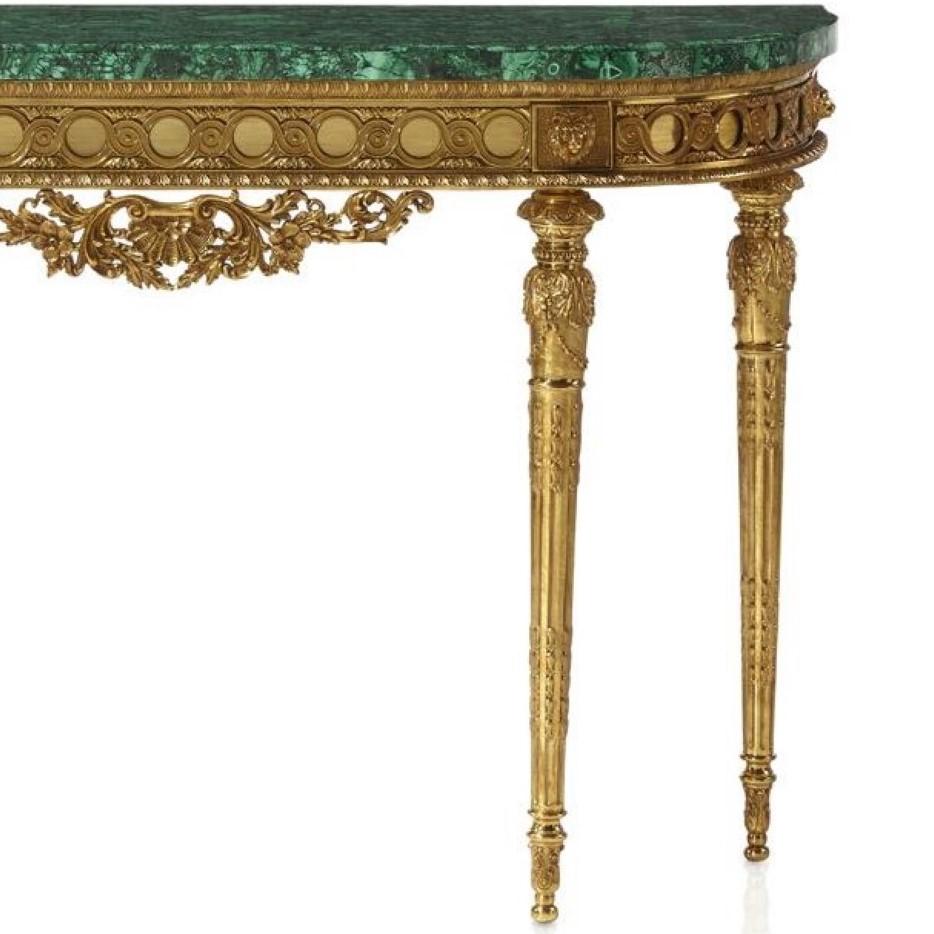 Chinese Bronze Porch Table with Malachite by Artiss For Sale