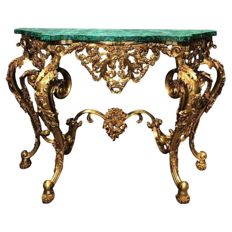 Mesa de porche de bronce con malaquita by ARTISS
