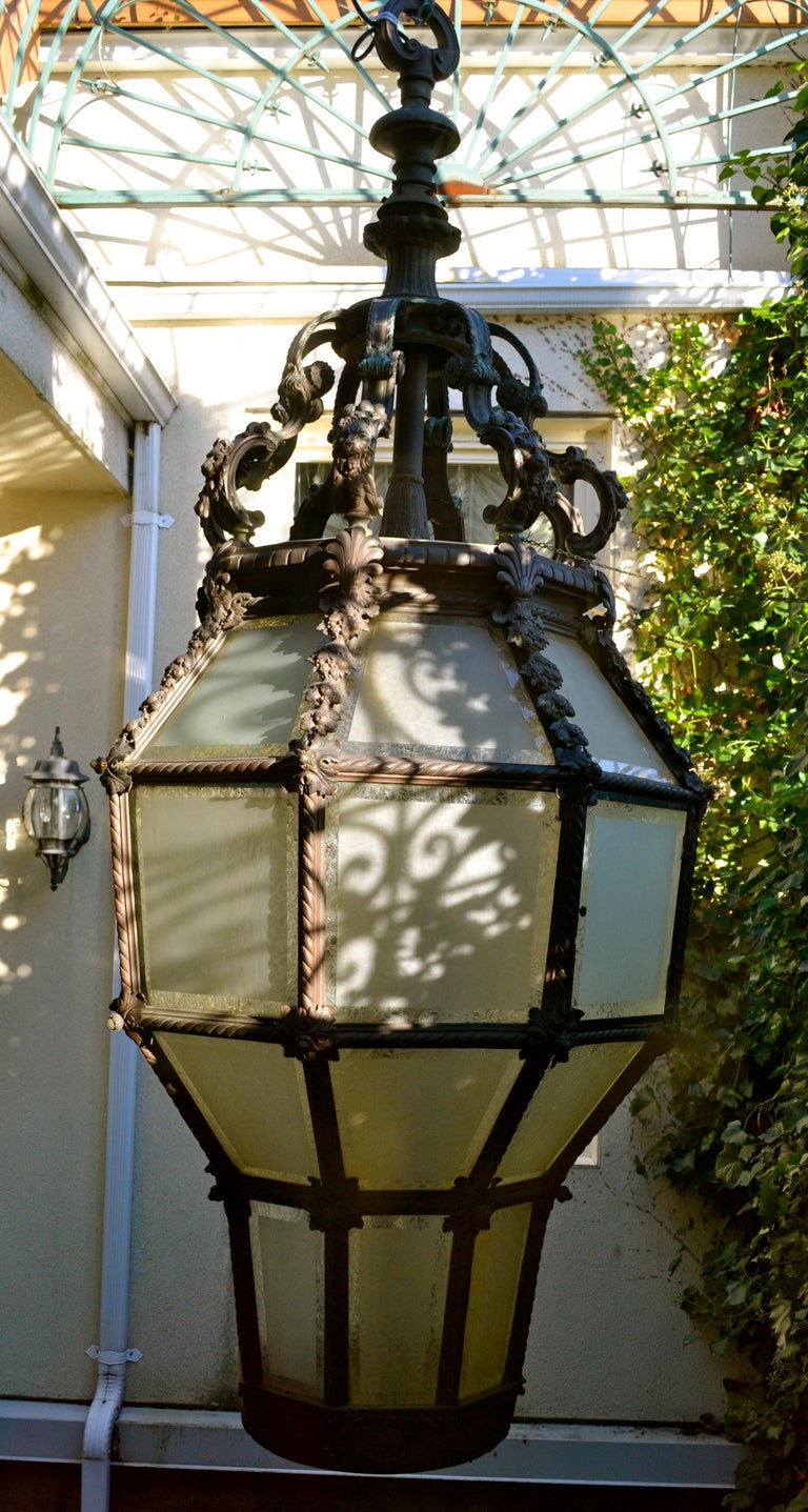 Italian Bronze Porte Cochere Lantern For Sale