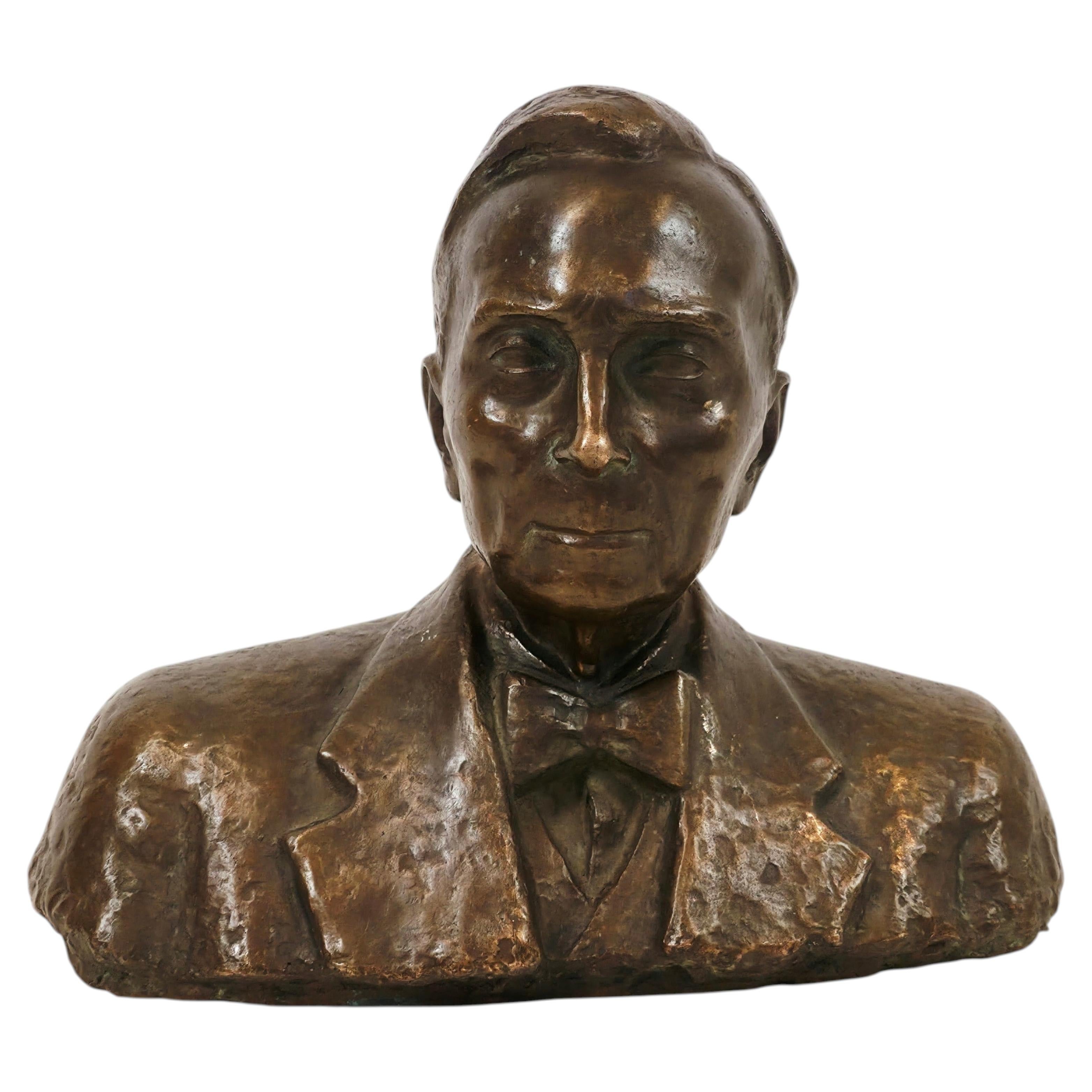 Bronze Portrait Bust by Elias Ilkka, Finland, 1951
