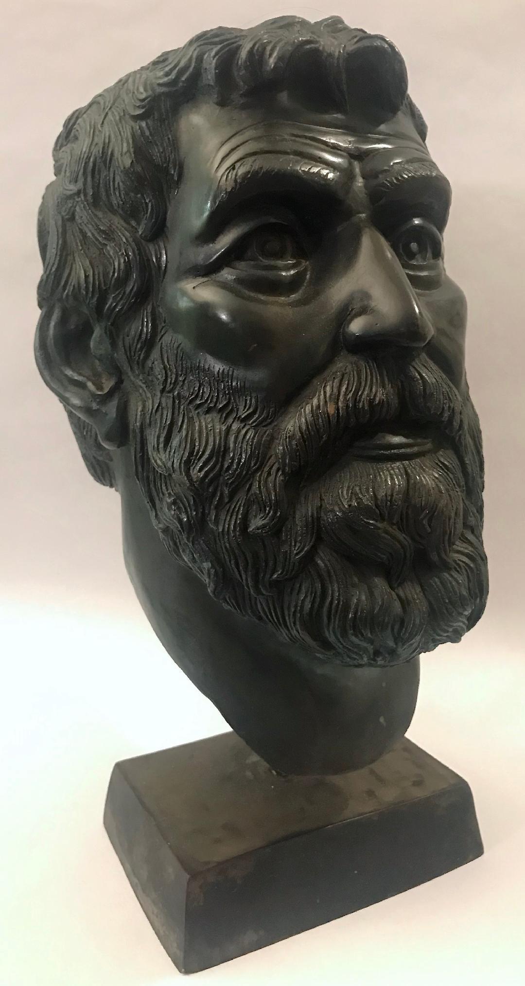 Bronze Portrait Bust of a Bearded Man For Sale 9