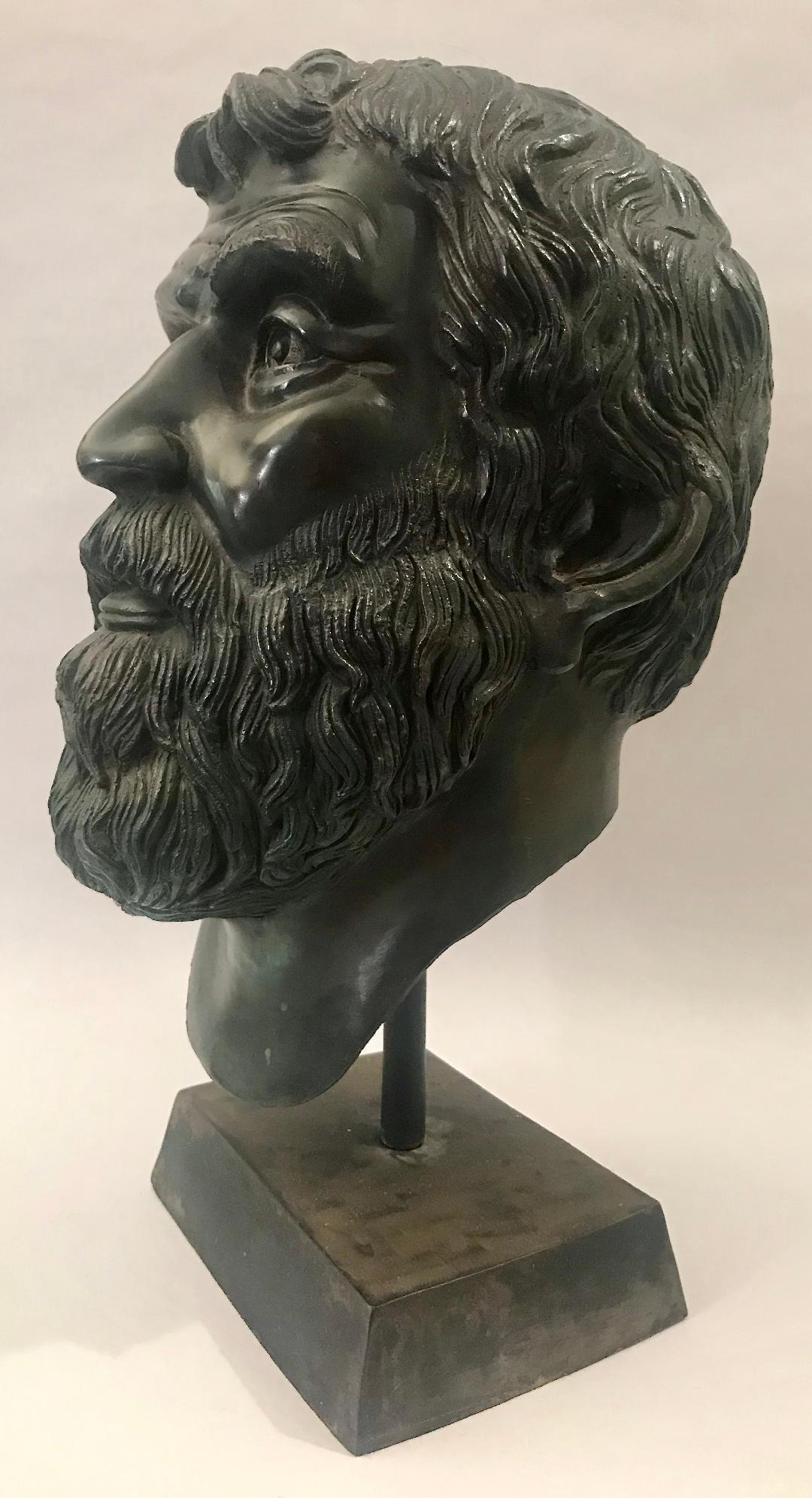 Bronze Portrait Bust of a Bearded Man In Good Condition For Sale In Lake Success, NY