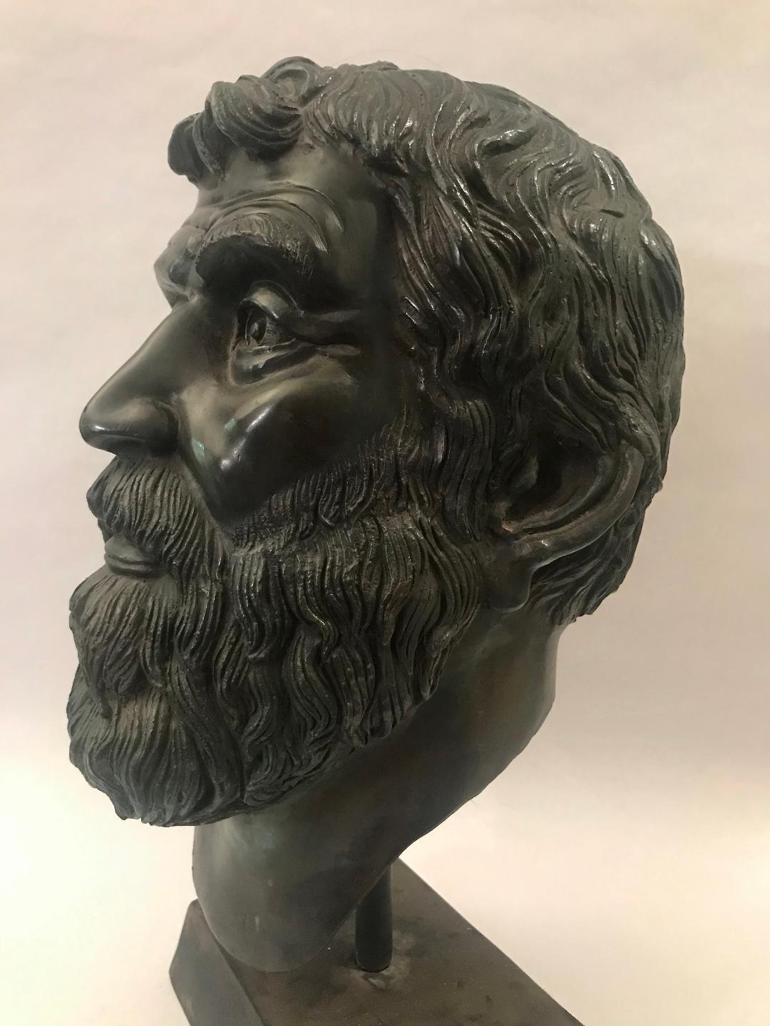 19th Century Bronze Portrait Bust of a Bearded Man For Sale
