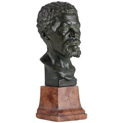 Antique Bronze Portrait Bust of a Black Man 'Marbruk' by Arthur Kaan