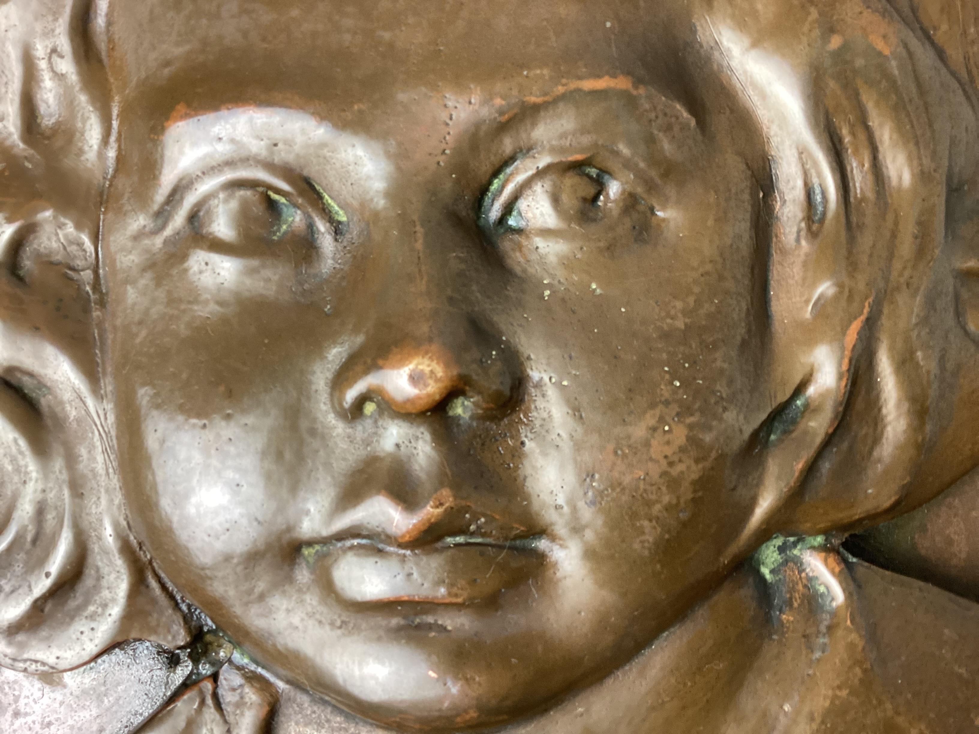 20th Century Bronze Portrait Plaque of a Young Girl For Sale