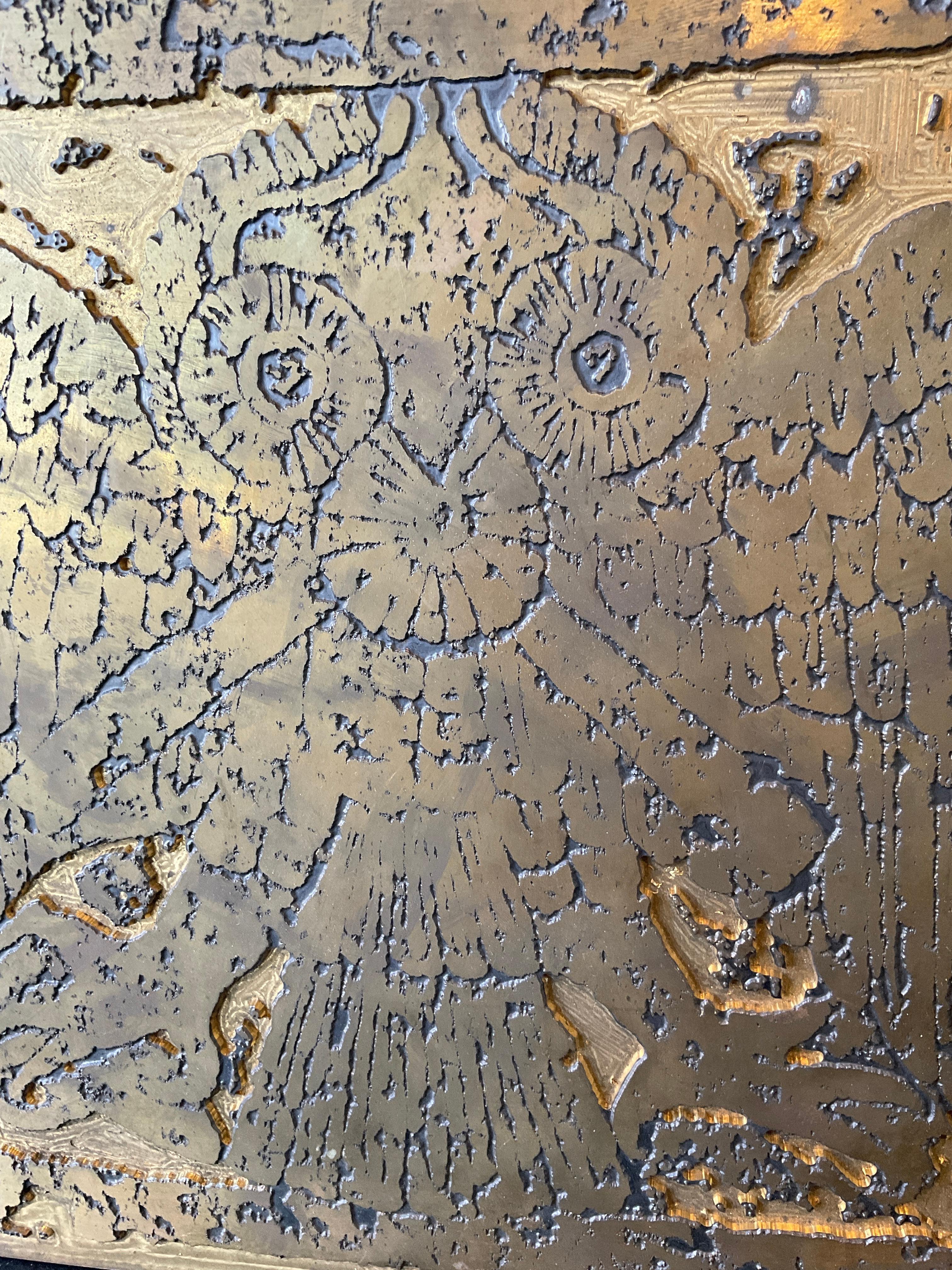 Bronze Printing Plate of Owl In Good Condition For Sale In Tarrytown, NY