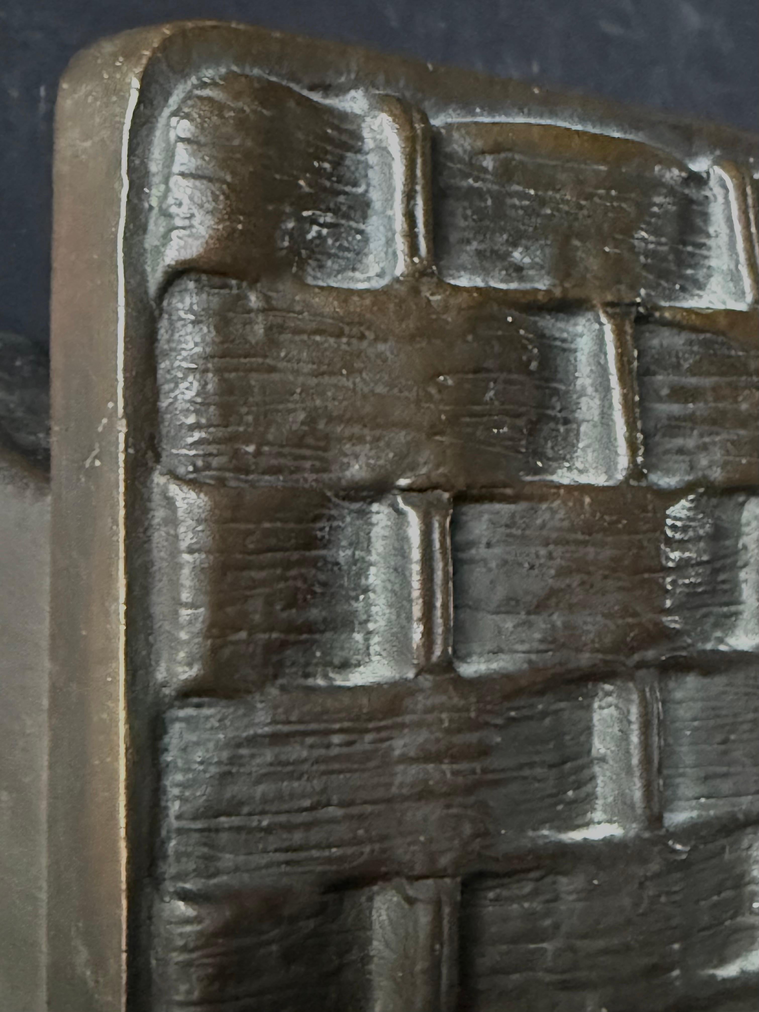 Cast Bronze Push-Pull Door Handle with Basket-Work Relief Pattern For Sale