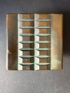 Bronze Push-Pull Door Handle with Raised Block Pattern